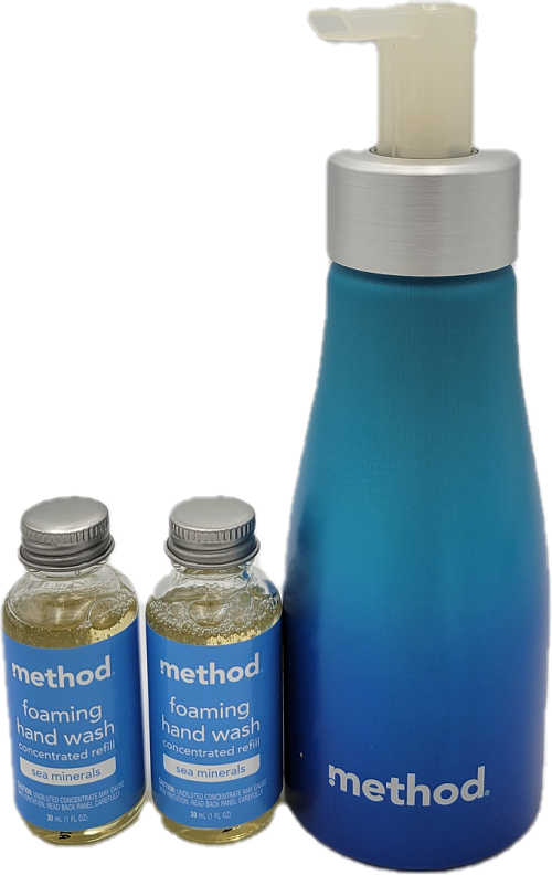 Method Foaming Hand Wash Starter Kit Blue Sea Minerals Bottle + 2 Refills 1oz