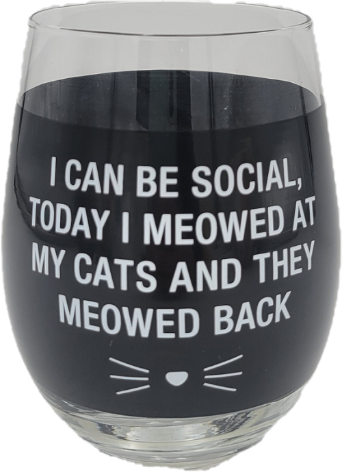 MEOWED BACK WINE GLASS 16oz