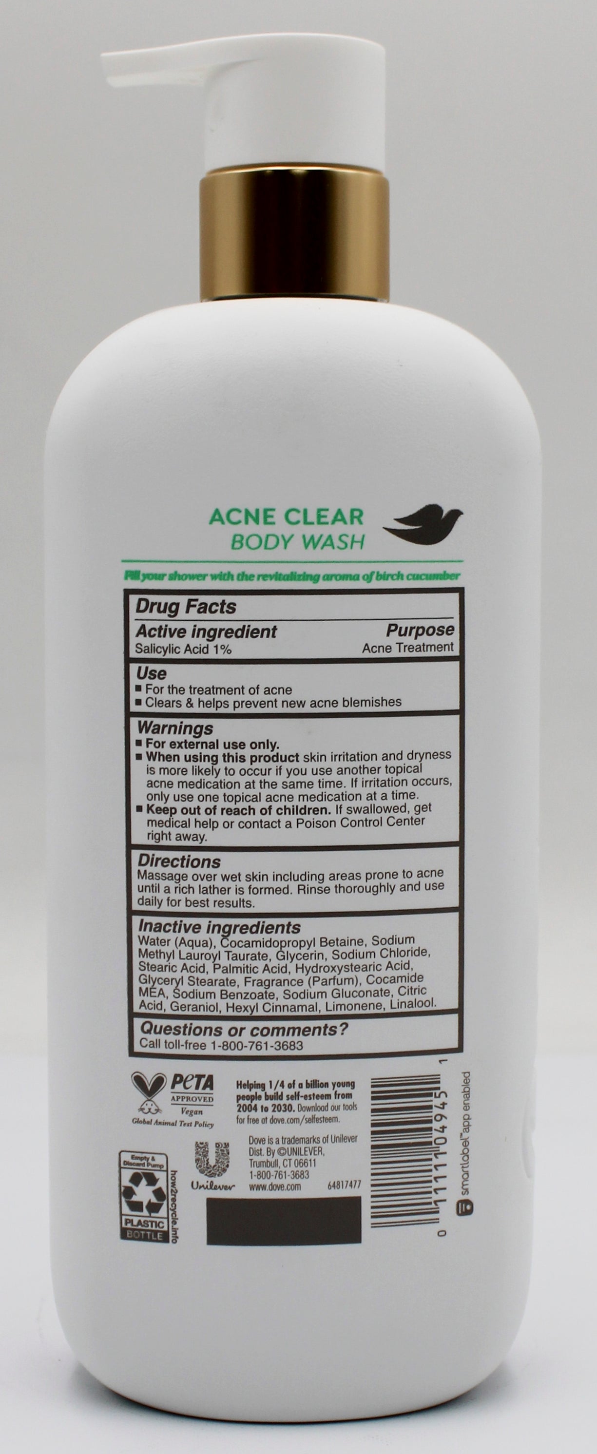 DOVE BODY WASH ACNE CLEAR 18.5oz