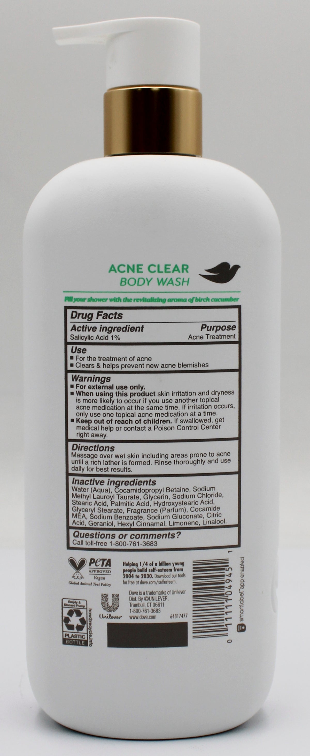 DOVE BODY WASH ACNE CLEAR 18.5oz