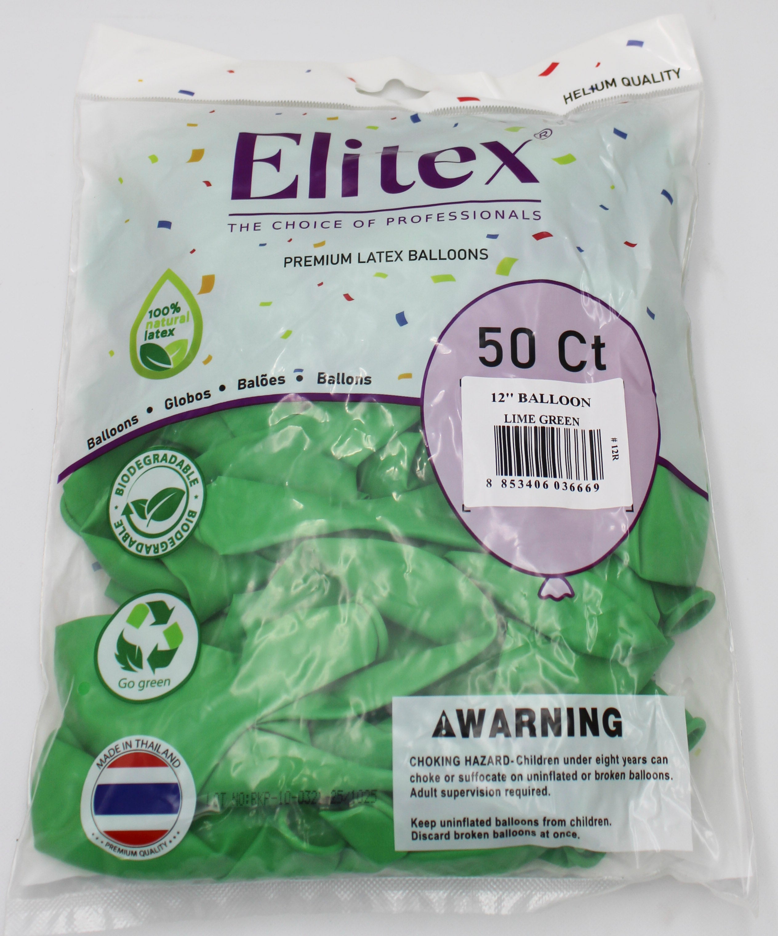 ELITEX 12" LIME GREEN ROUND BALLOON, 50 PACK