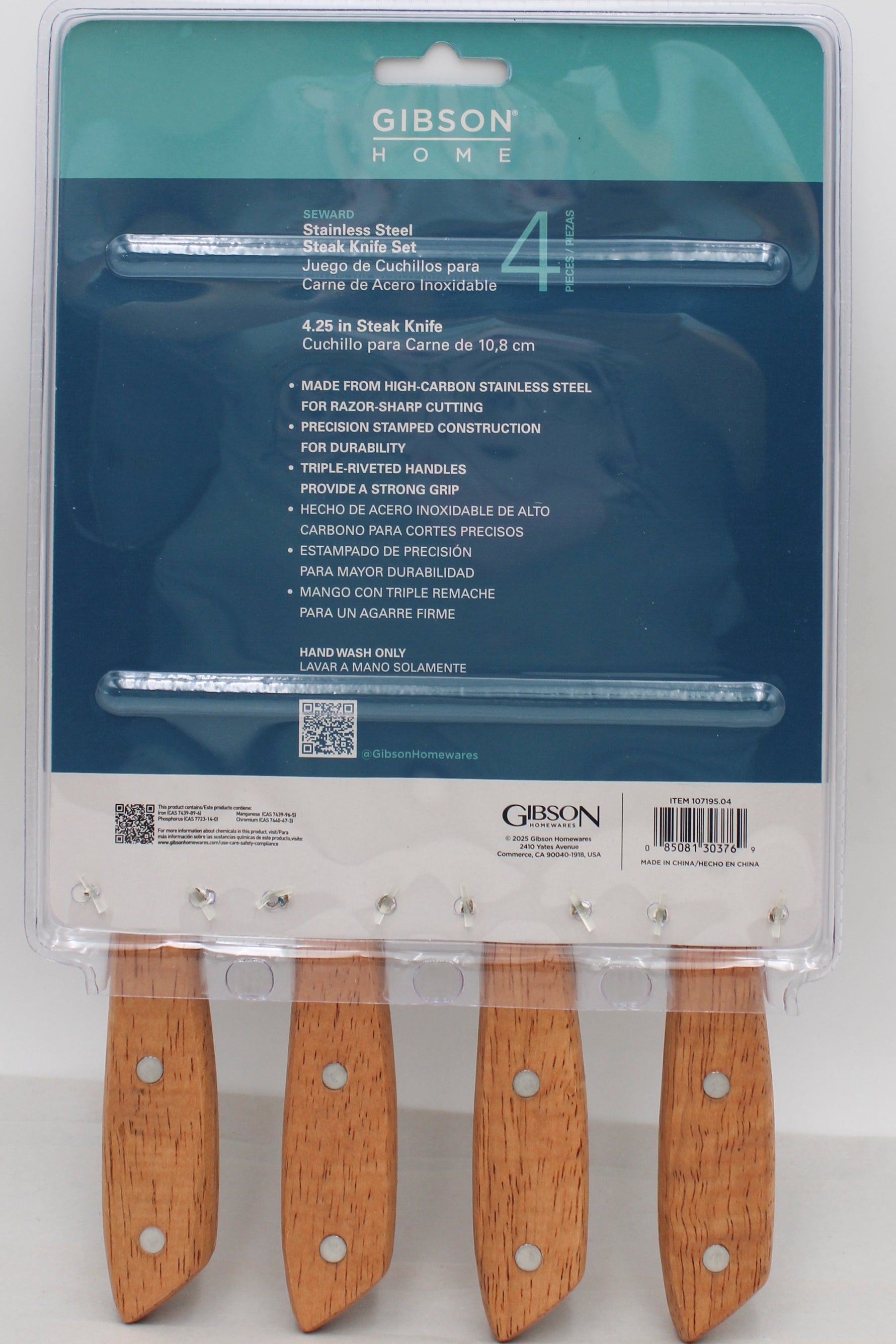 Gibson Stainless Steel Steak Knives Set 4pc