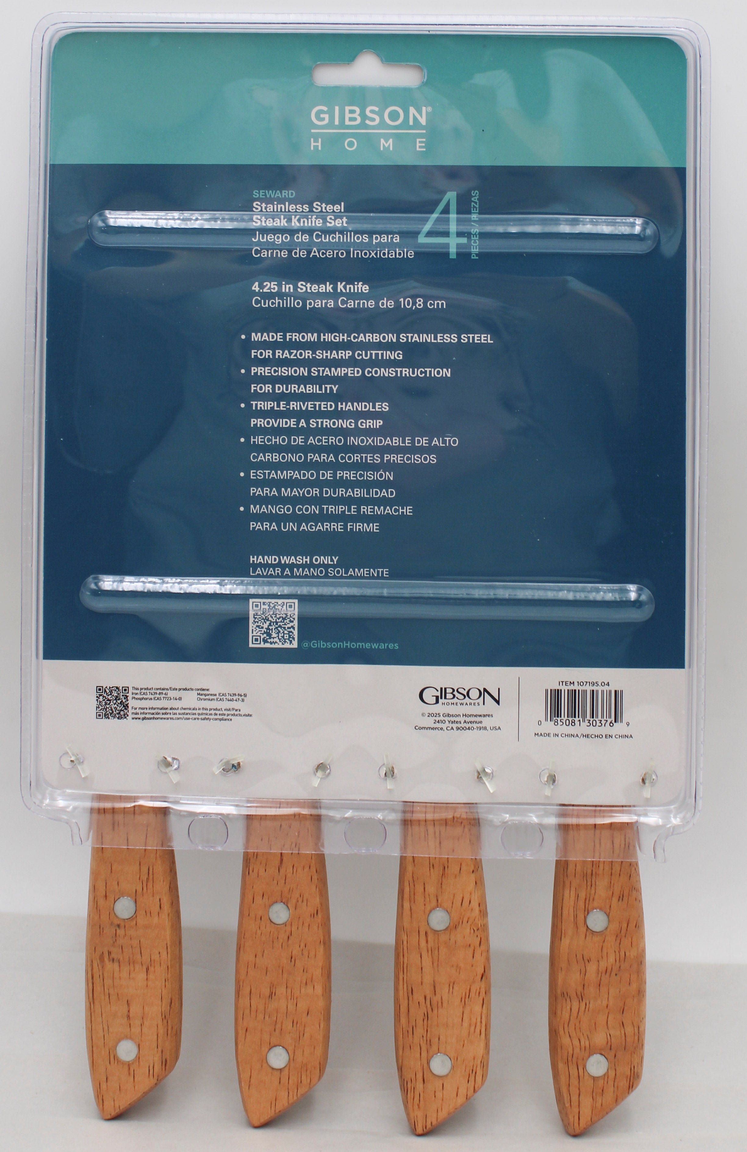 Gibson Stainless Steel Steak Knives Set 4pc