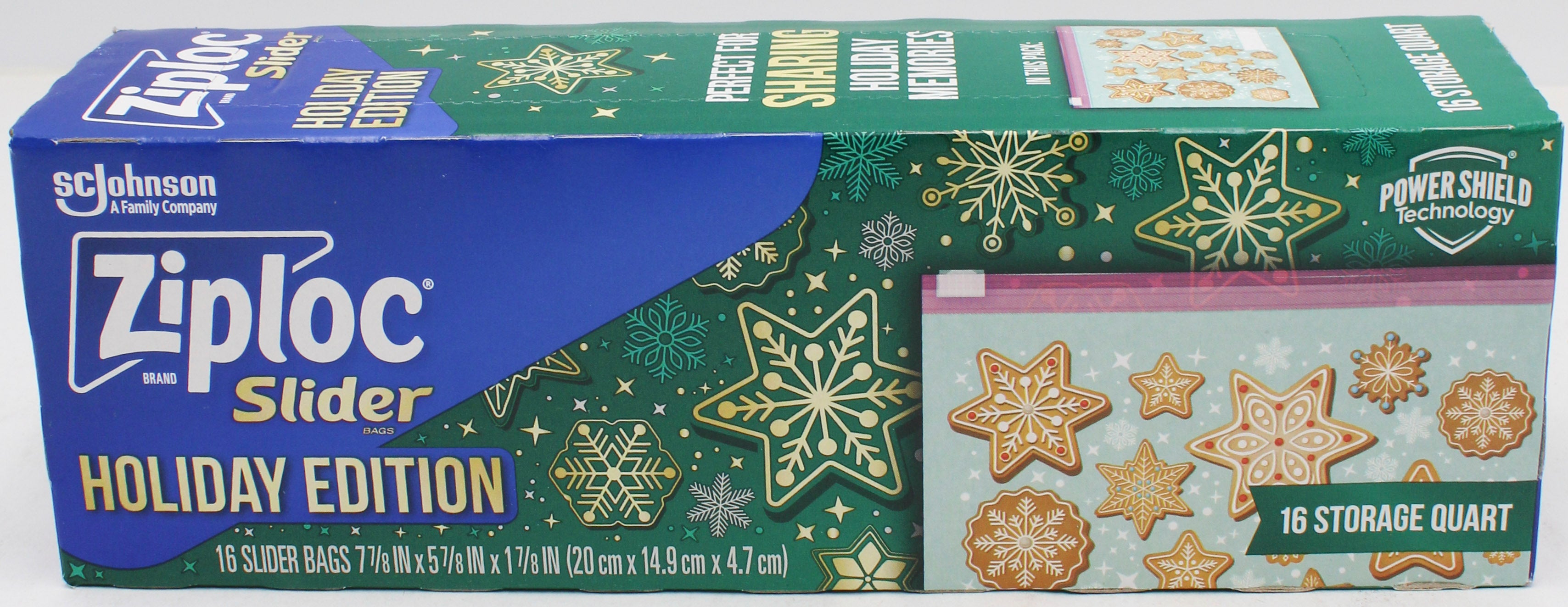 ZIPLOC HOLIDAY SLIDER STORAGE QUART 16ct
