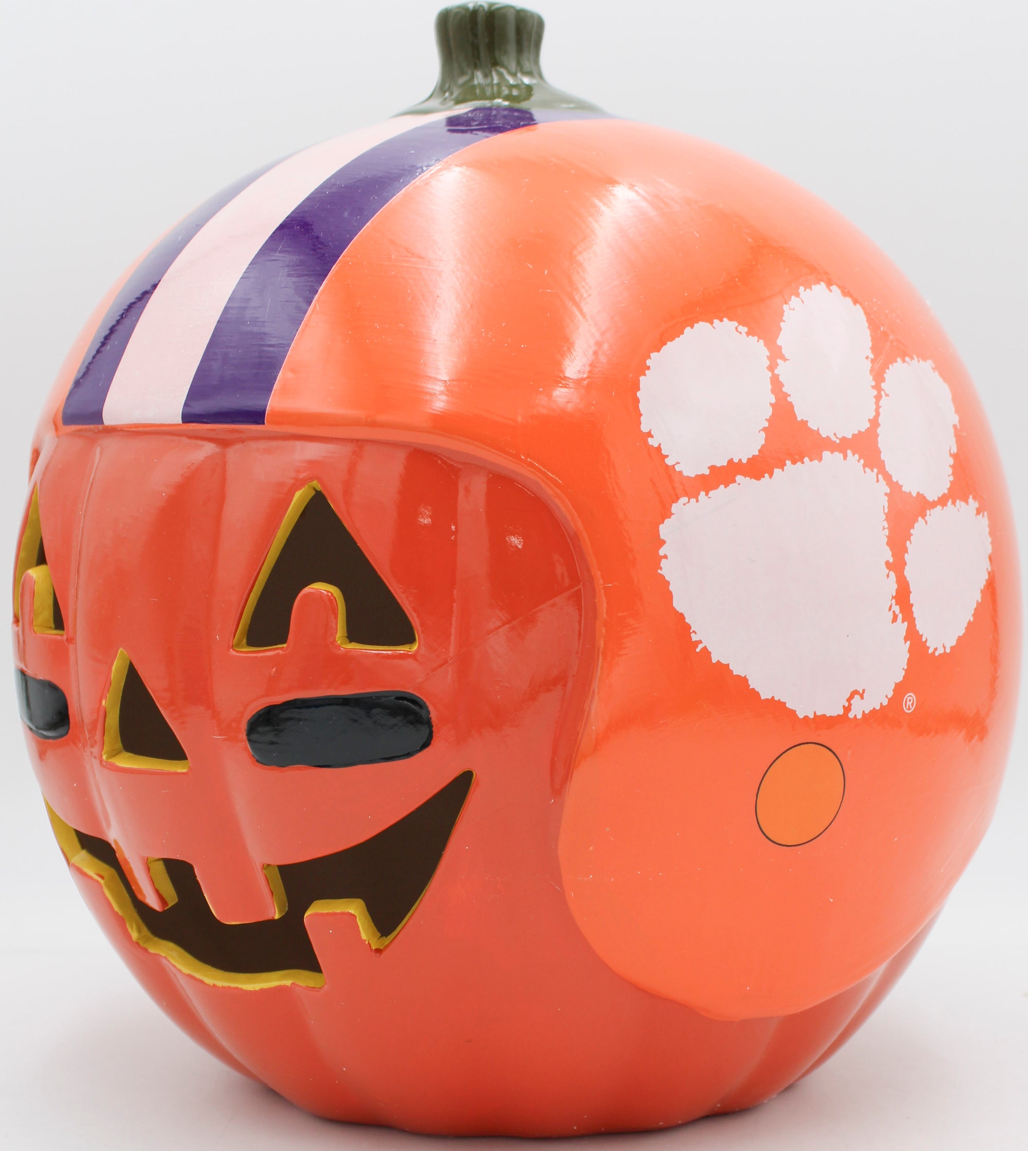 OFFICIALLY LICENCED CLEMSON TIGERS CERAMIC PUMPKIN HELMET 10"