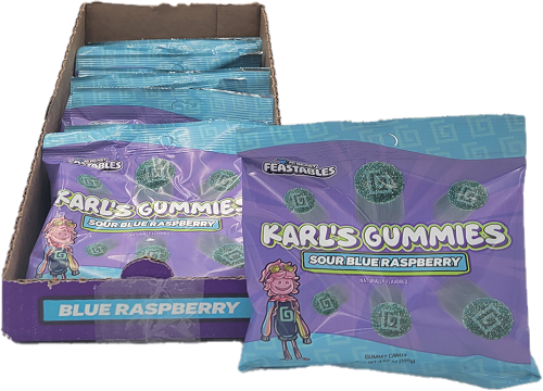 MR FEASTABLES KARL'S SOUR GUMMIES 3.5oz. BLUE RASPBERRY BEST BY 7/26/25