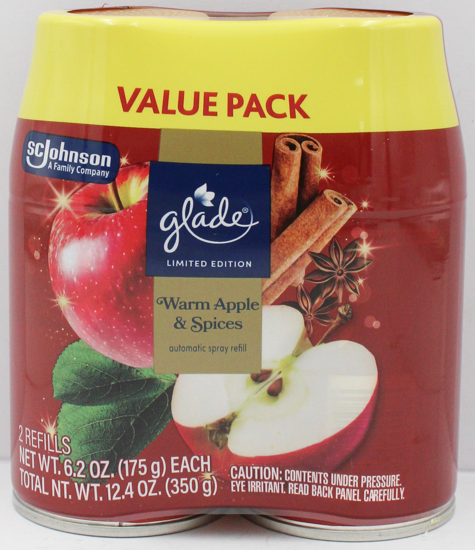 GLADE AUTOMATIC WARM APPLE & SPICES 2 REFILLS 6.2oz