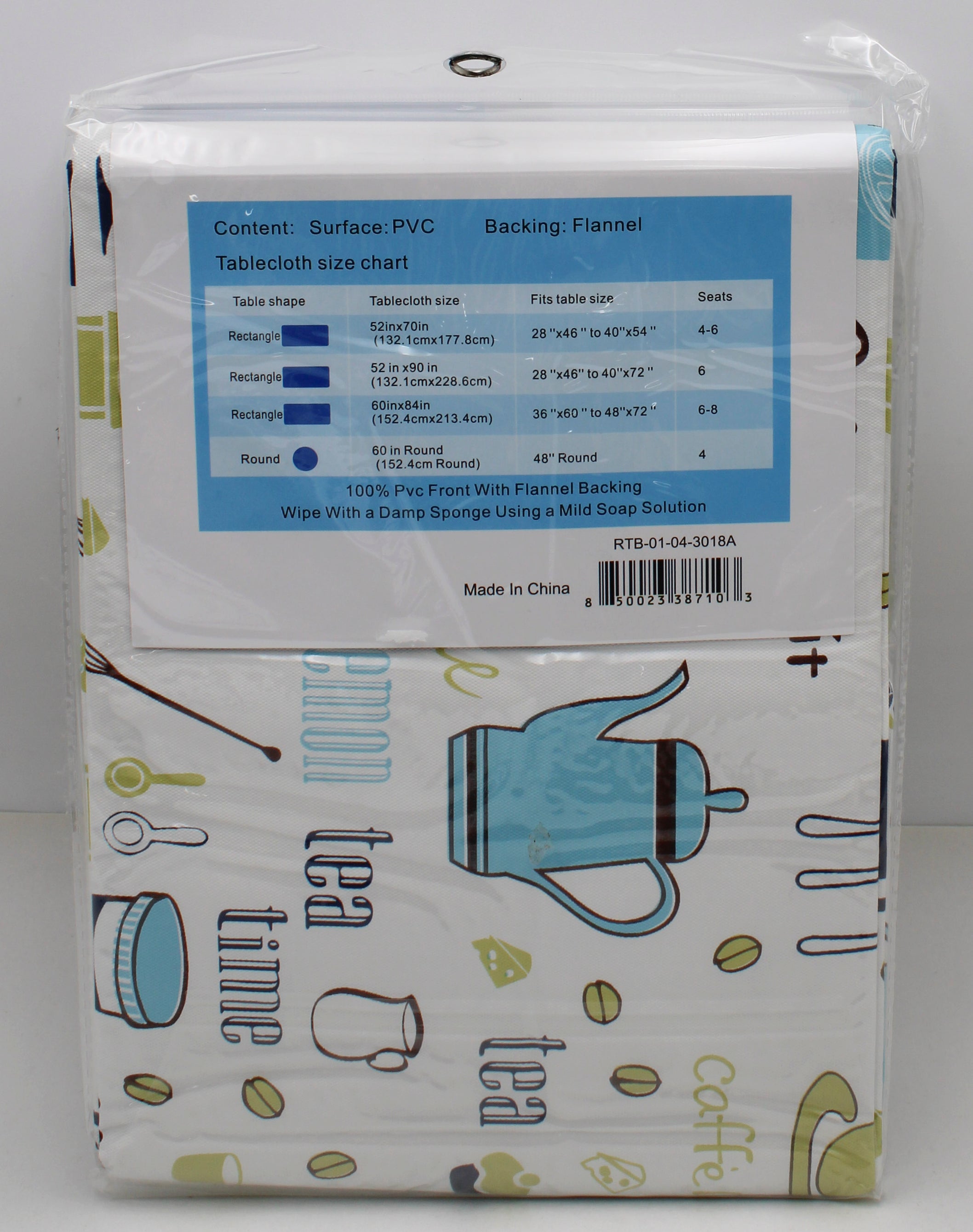 52x70" PRINTED VINYL TABLECLOTH.