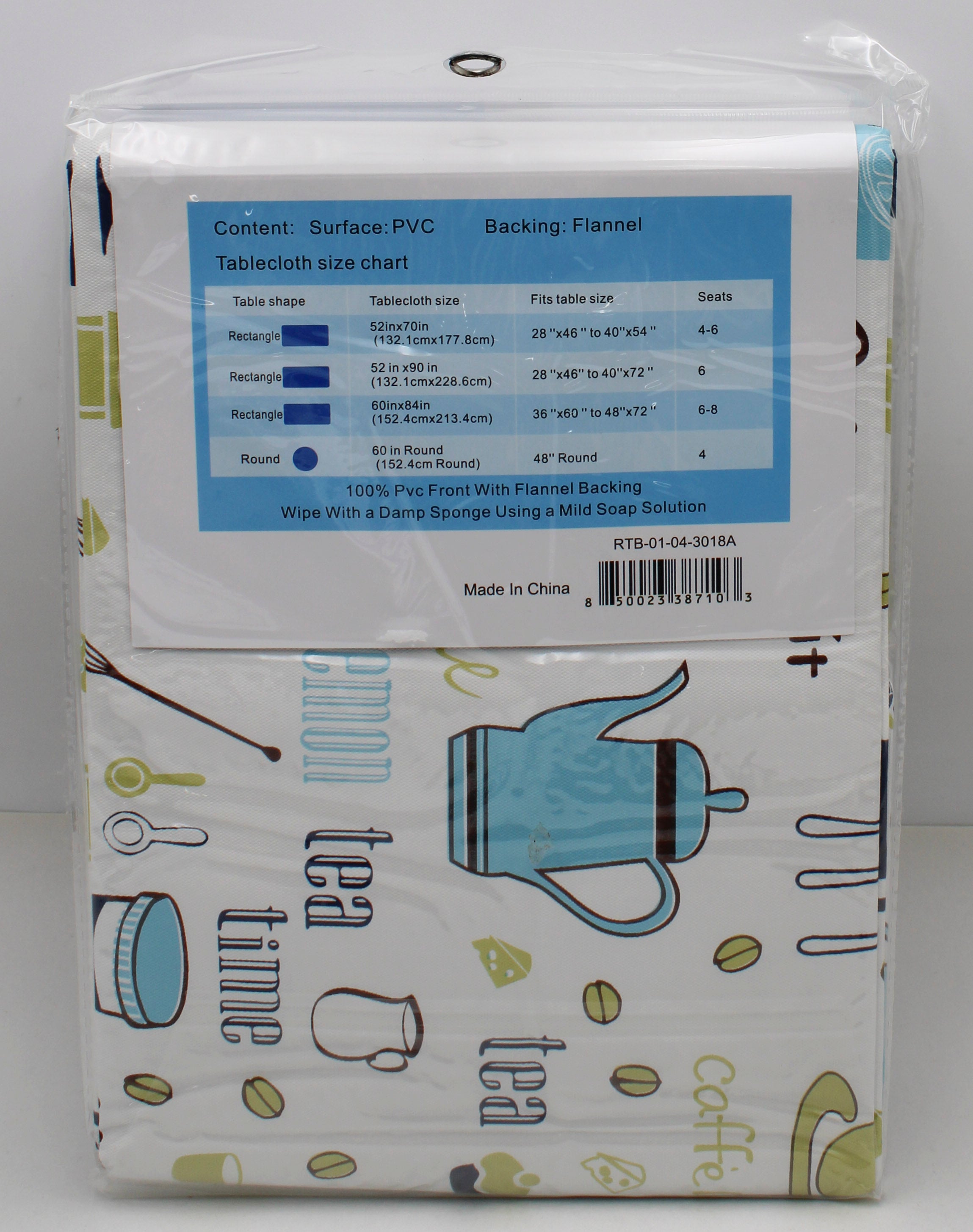 52x70" PRINTED VINYL TABLECLOTH.