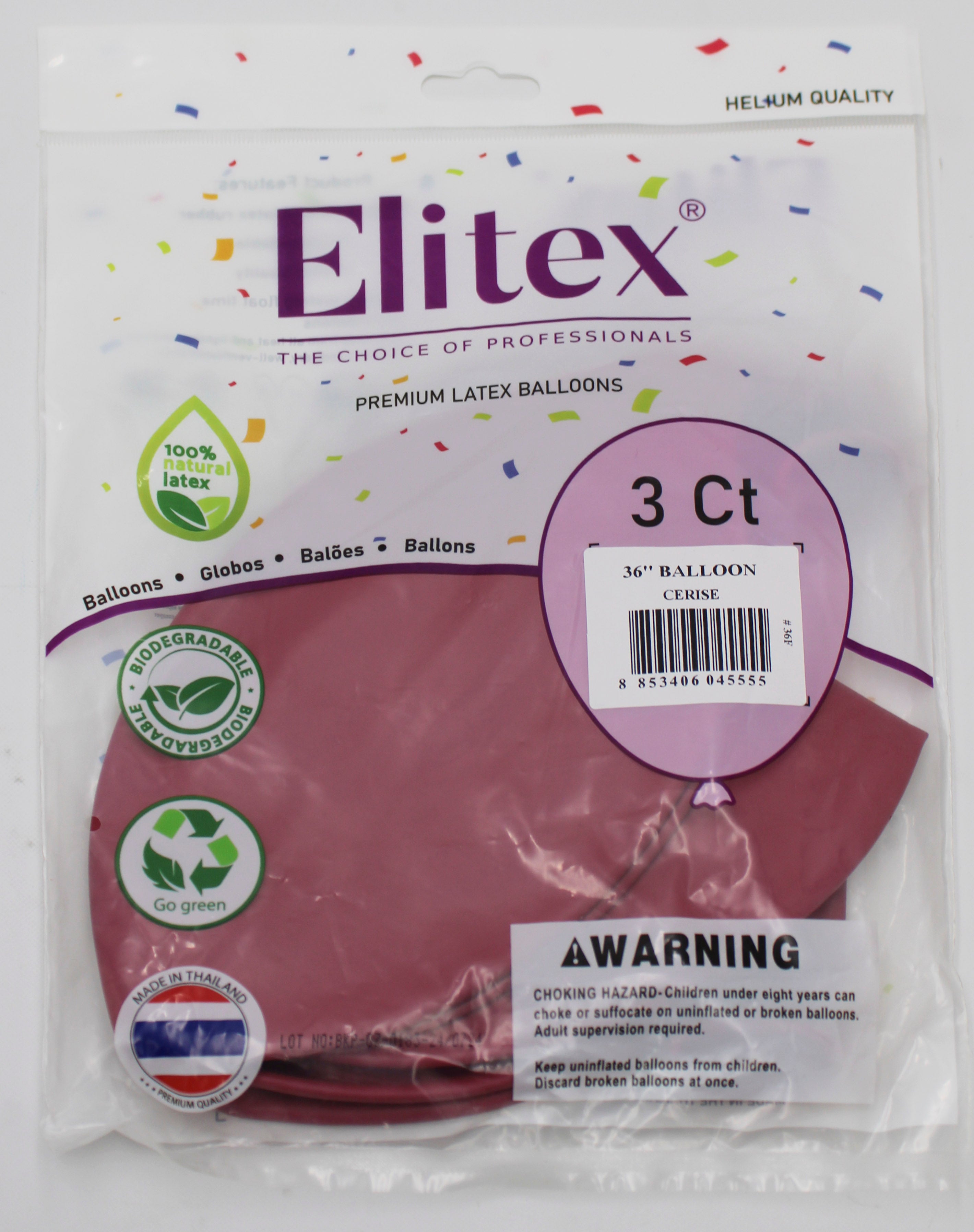 ELITEX 36" PASTEL CERISE ROUND BALLOON, 3 PACK