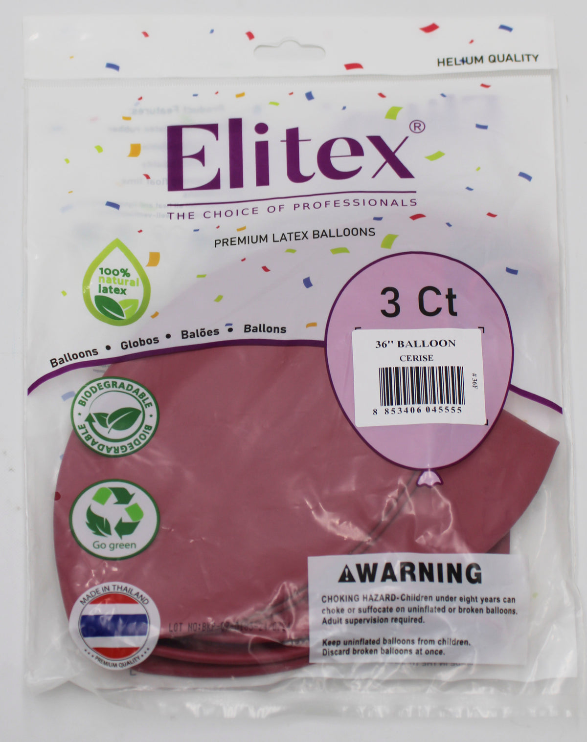 ELITEX 36" PASTEL CERISE ROUND BALLOON, 3 PACK