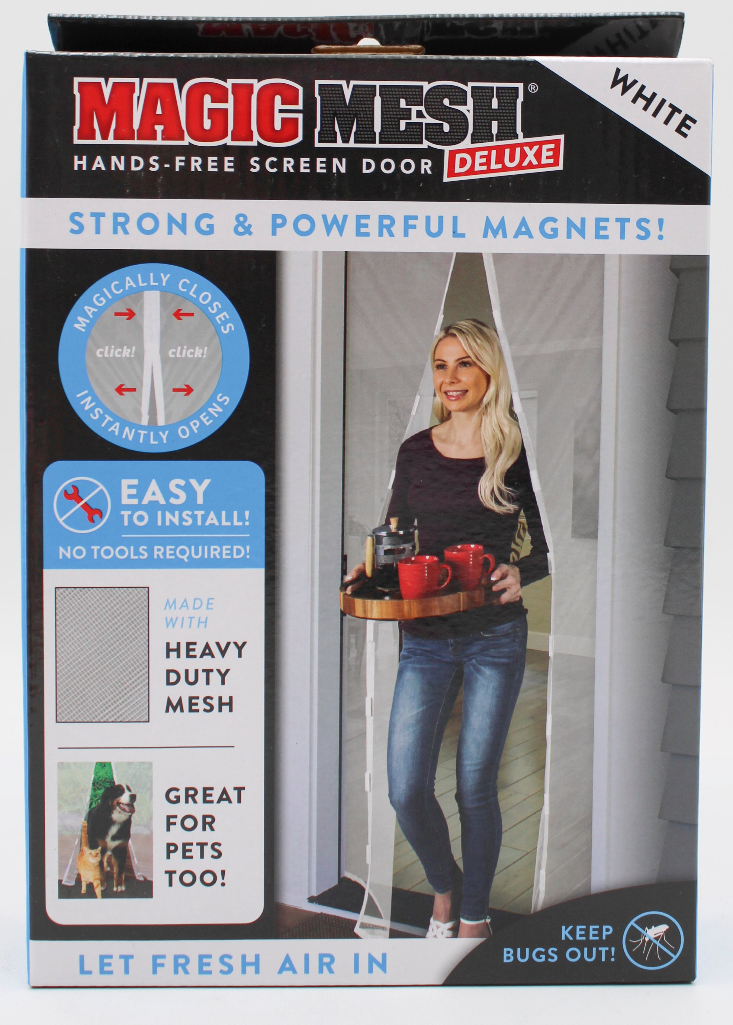MAGIC MESH SCREEN DOOR DELUXE HANDS FREE SCREEN WHITE NI
