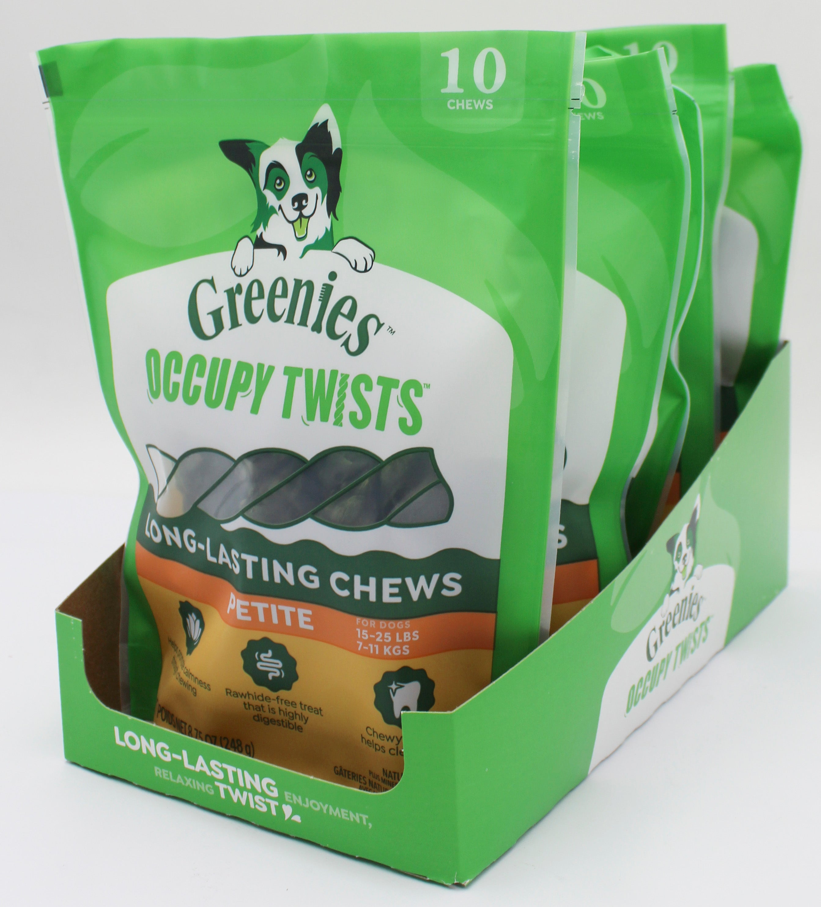 GREENIES OCCUPY TWISTS NATURAL DOG TREATS PETITE SIZE CHICKEN FLAVOR 8.75 OZ. (22 PK) BB 1/6/2027
