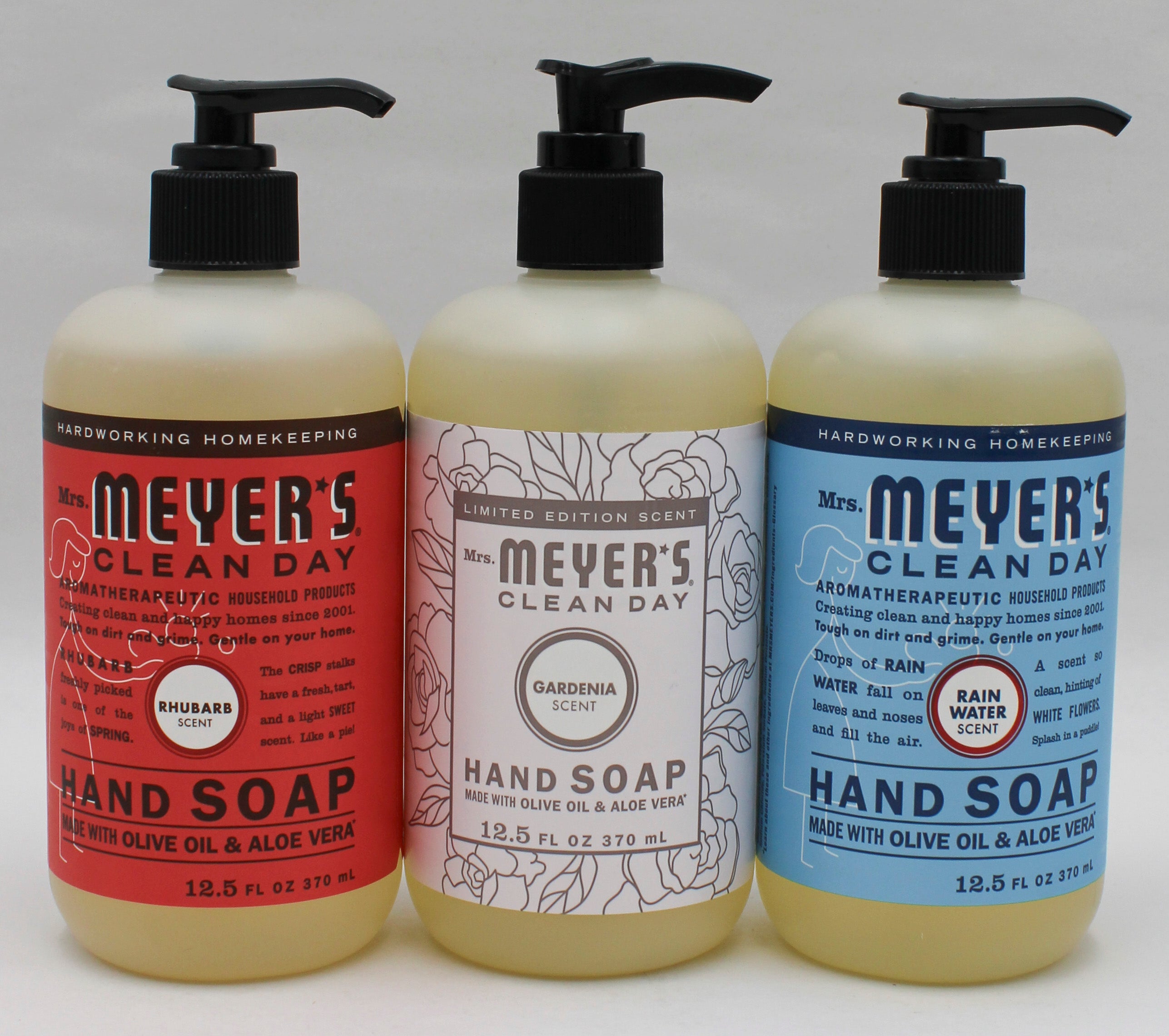 MRS MEYERS 12.5oz SUMMER FAVORITES HAND SOAP DISPLAY.
