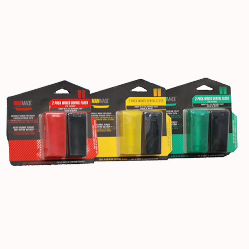 MANMADE WAXED DENTAL FLOSS 2PK 30METERS ASSTD COLORS-MINT NI