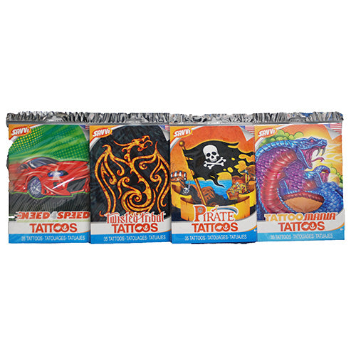 SAVVI BOYS TEMP TATTOO ASSTMT (18EA OF 4 STYLES)