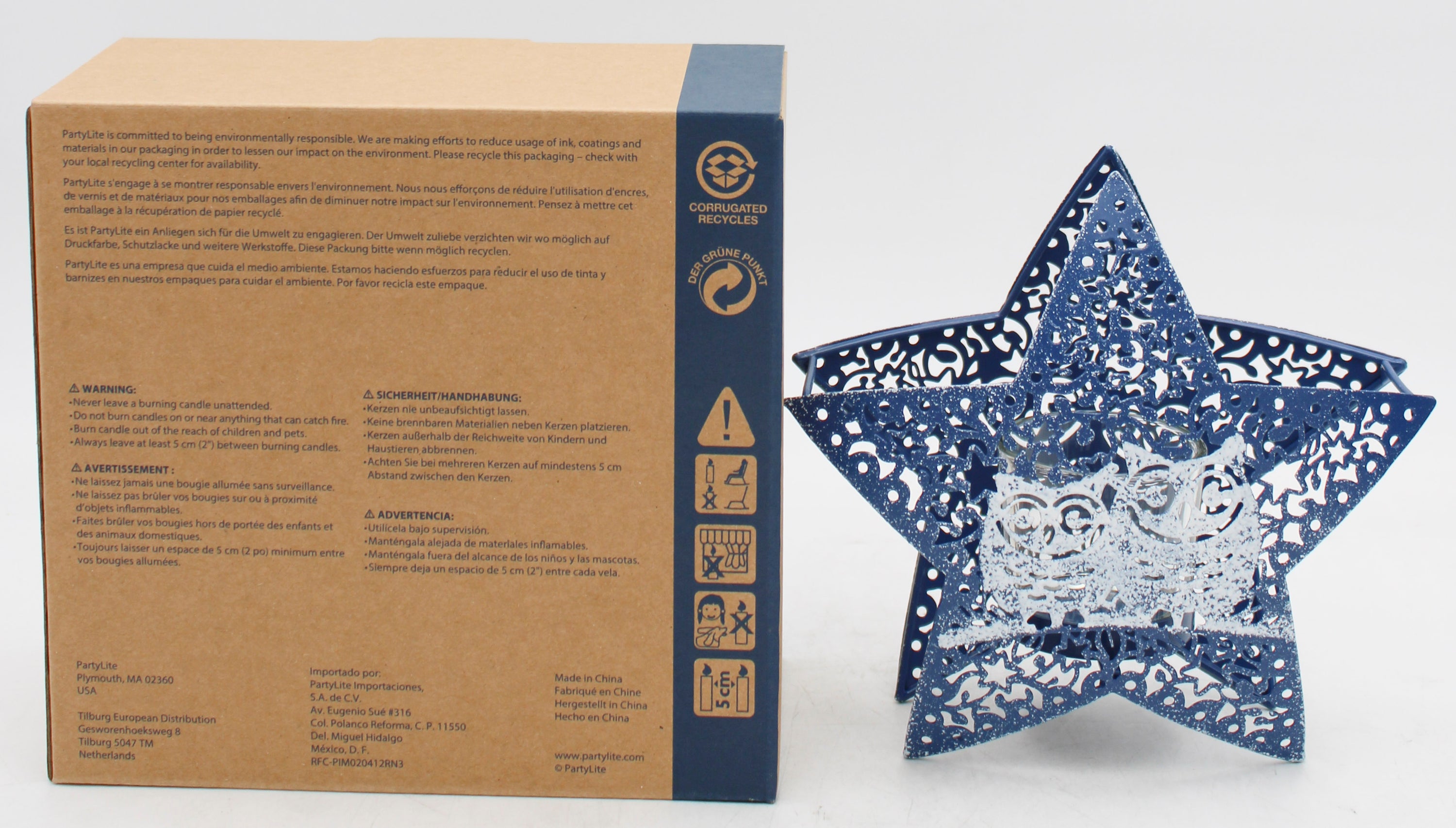 PARTYLITE NIGHT OWLS STAR SHAPE VOTIVE HOLDER 5"W x 9"H