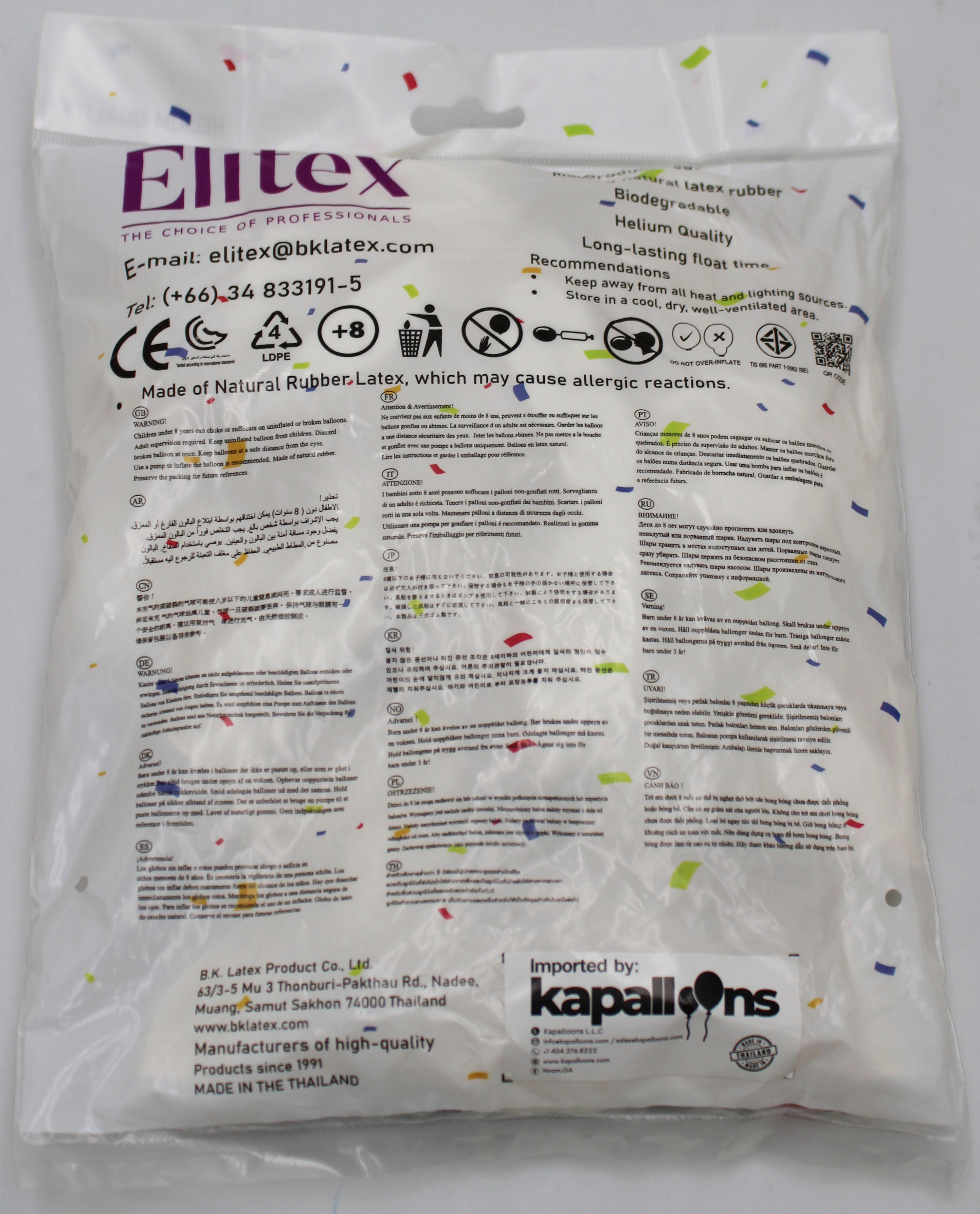 ELITEX 12" WHITE ROUND BALLOON, 50 PACK