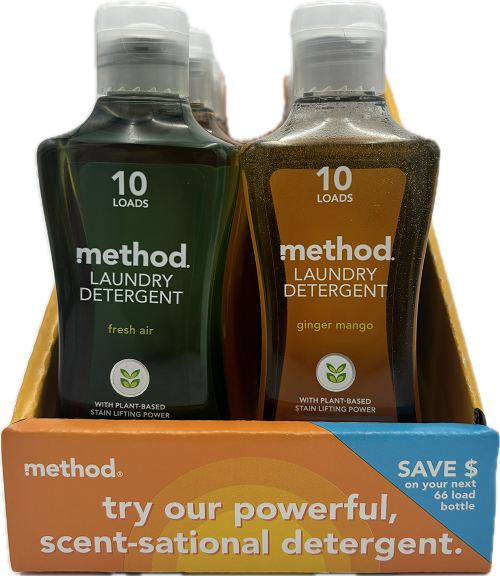 METHOD LAUNDRY DETERGENT10 LOADS 8.1oz COUNTER DISPLAY ASSORTED NA