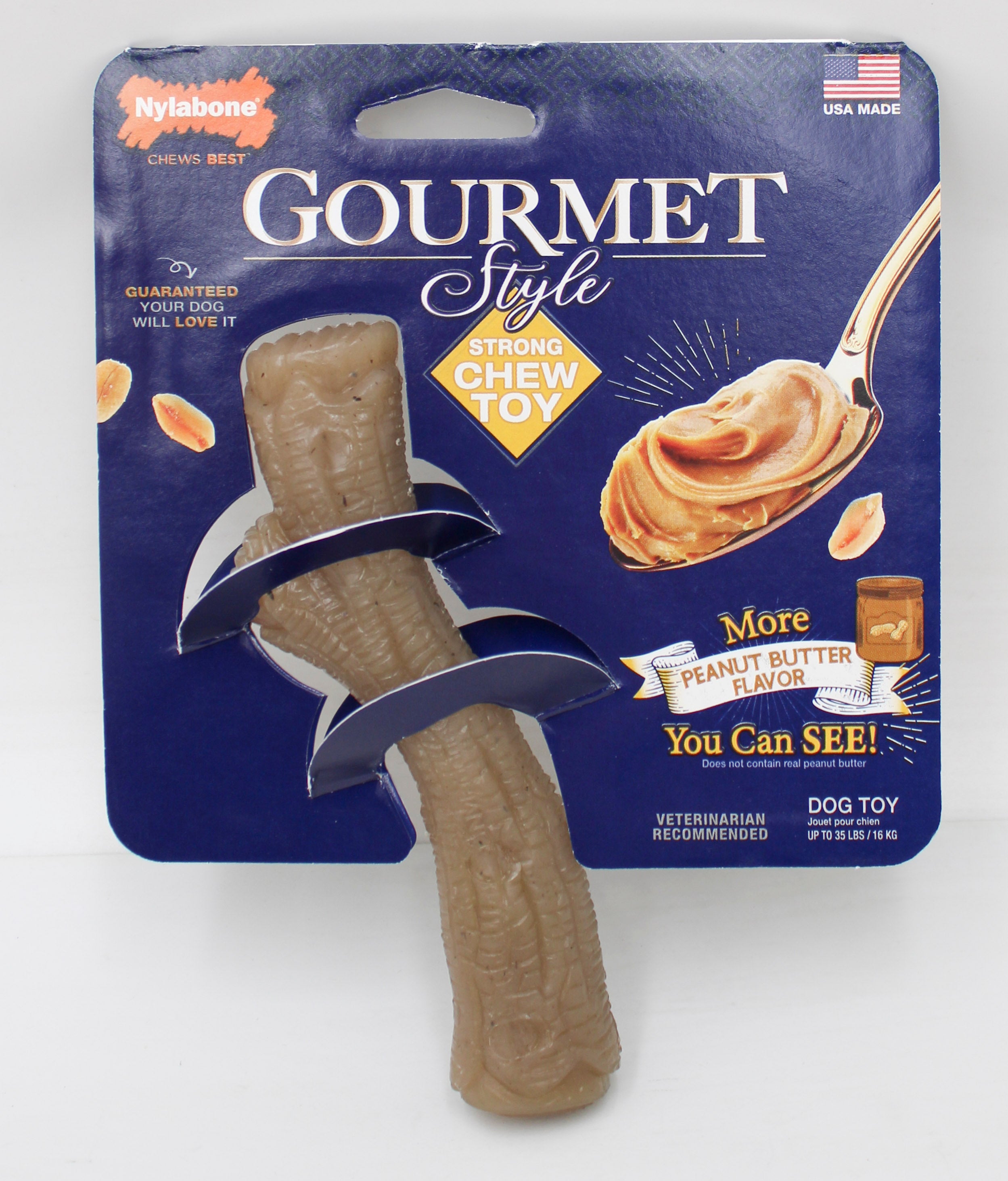 NYLABONE GOURMET STYLE STRONG CHEW STICK, PEANUT BUTTER SZ WOLF