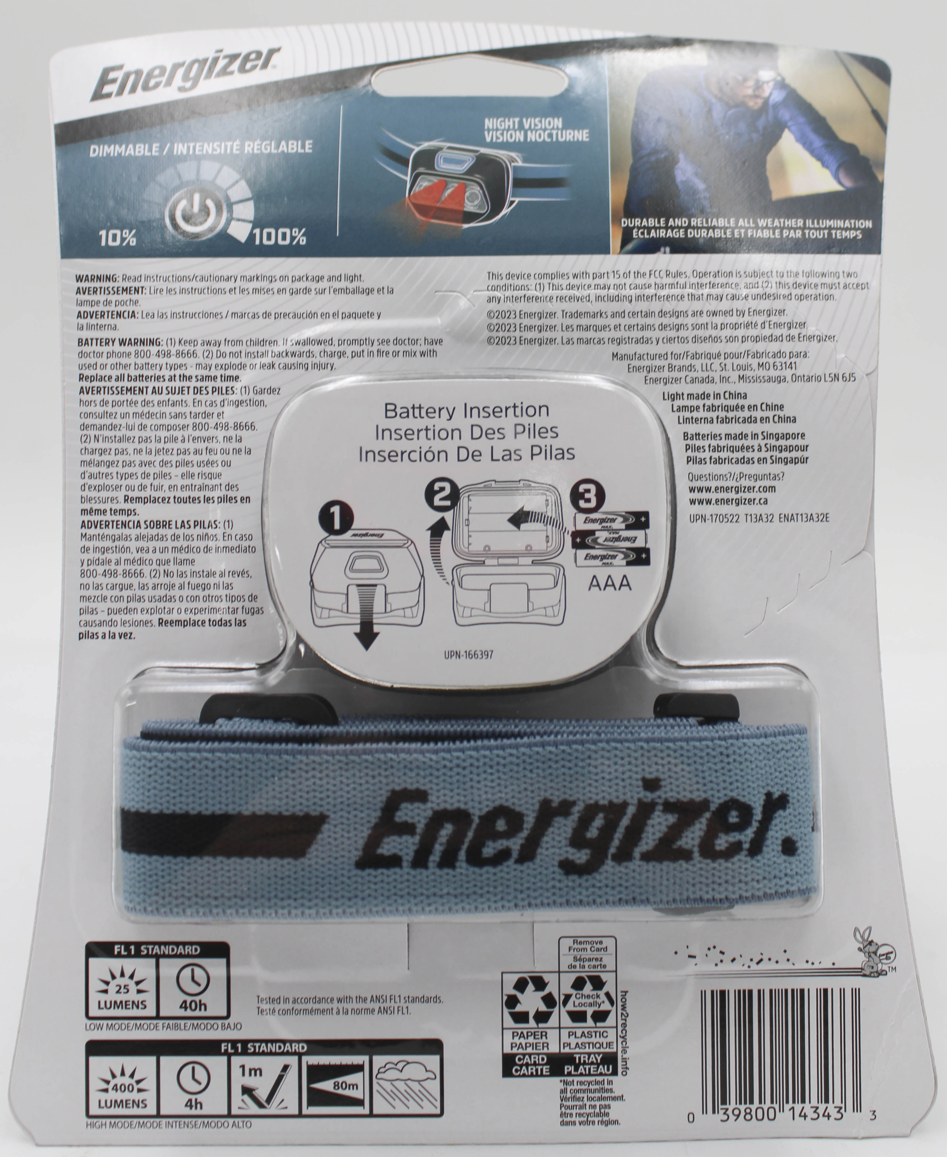 ENERGIZER MULTI COLOR LED HEADLAMP 400 LUMEN