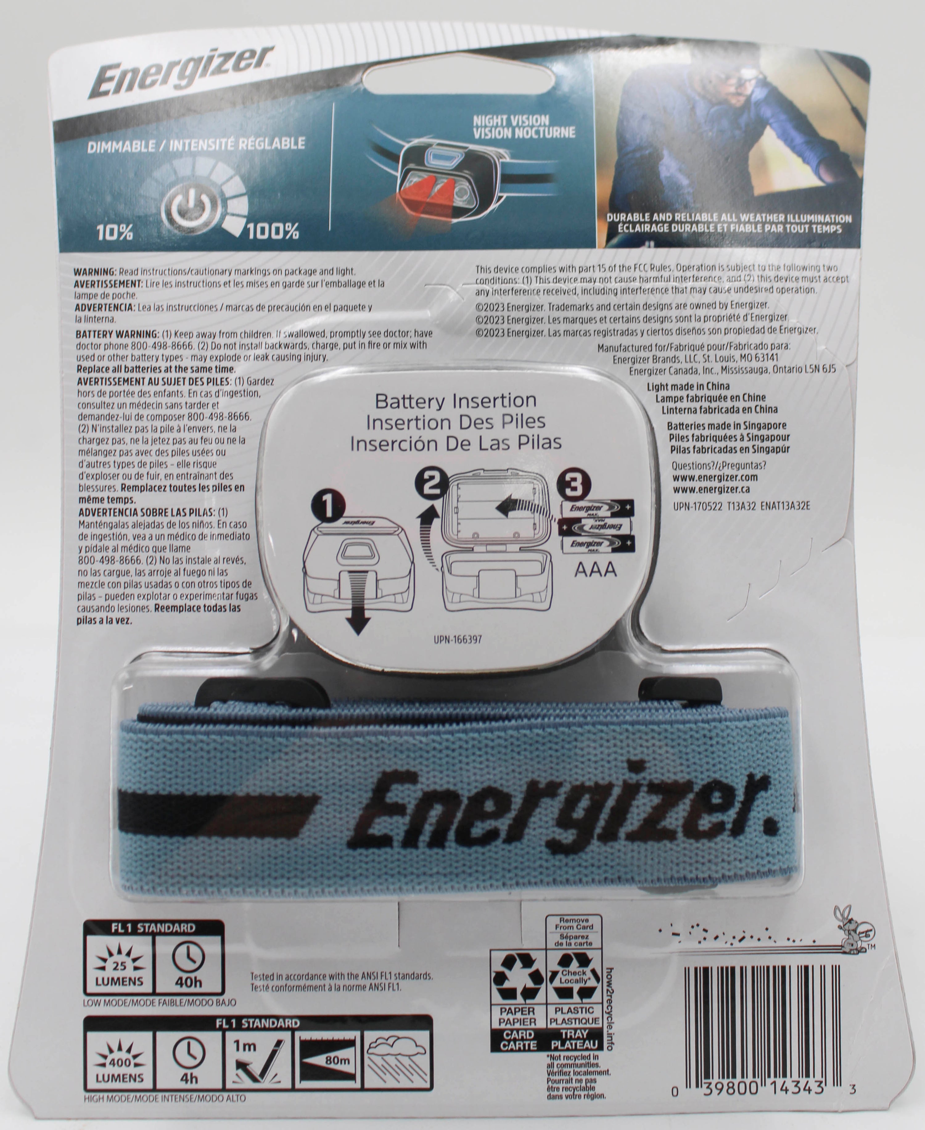 ENERGIZER MULTI COLOR LED HEADLAMP 400 LUMEN