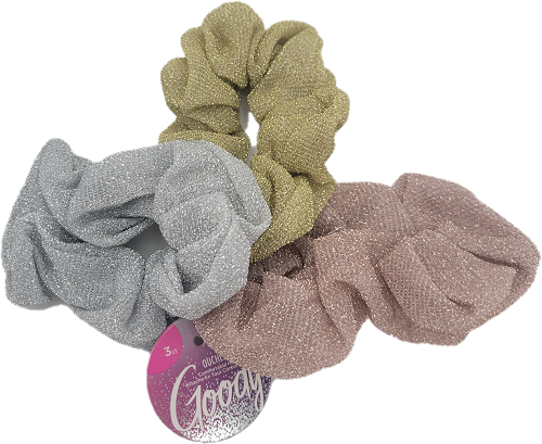 GOODY ICY HOLIDAY SCRUNCHIES 3CT ASSORTED COLORS NI