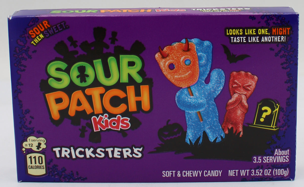 SOUR PATCH KIDS TRICKSTERS SOFT & CHEWY CANDY, 3.52 OZ THEATER BOX - BB 5/3/2027