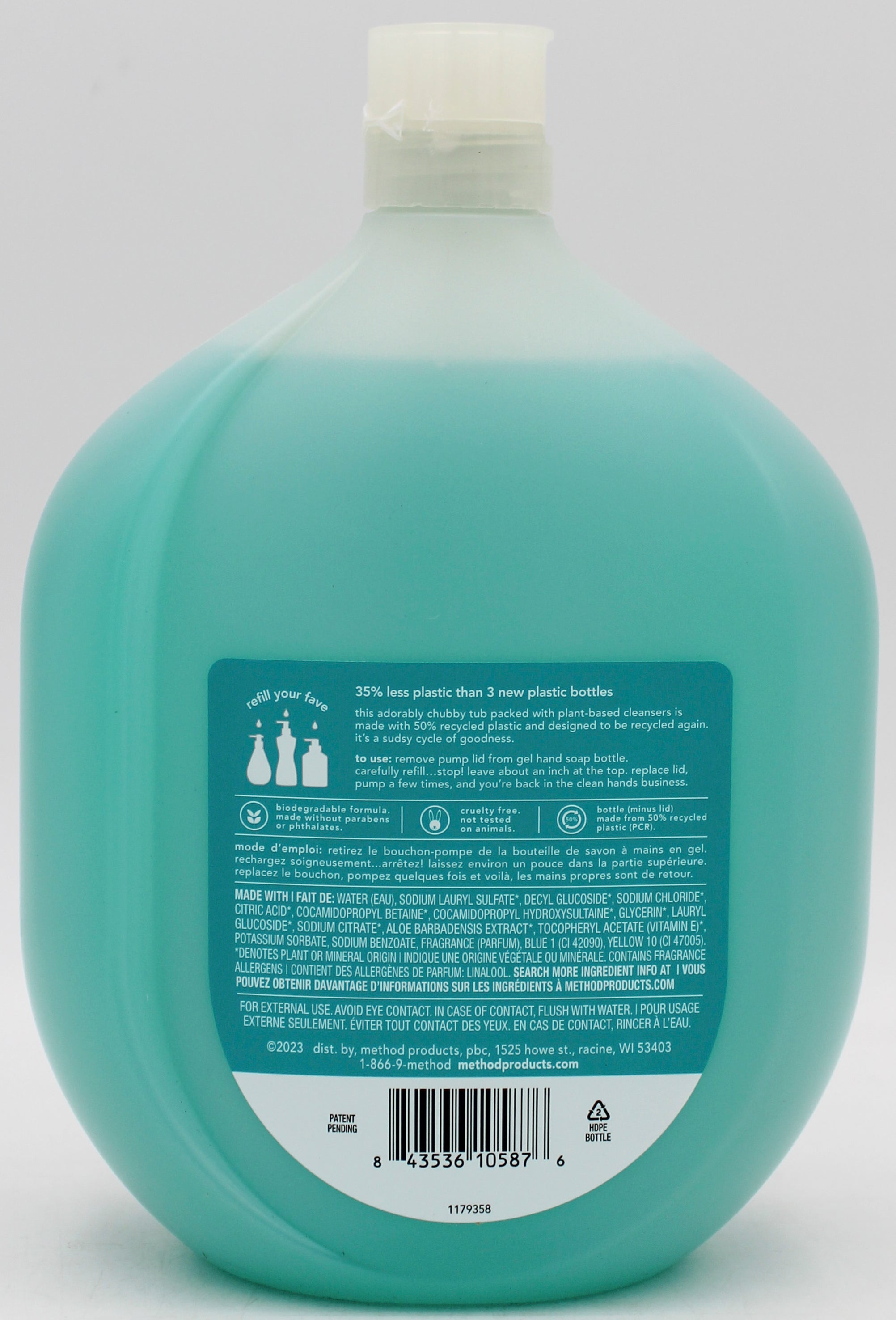 METHOD GEL HAND WASH WATERFALL REFILL 34floz US