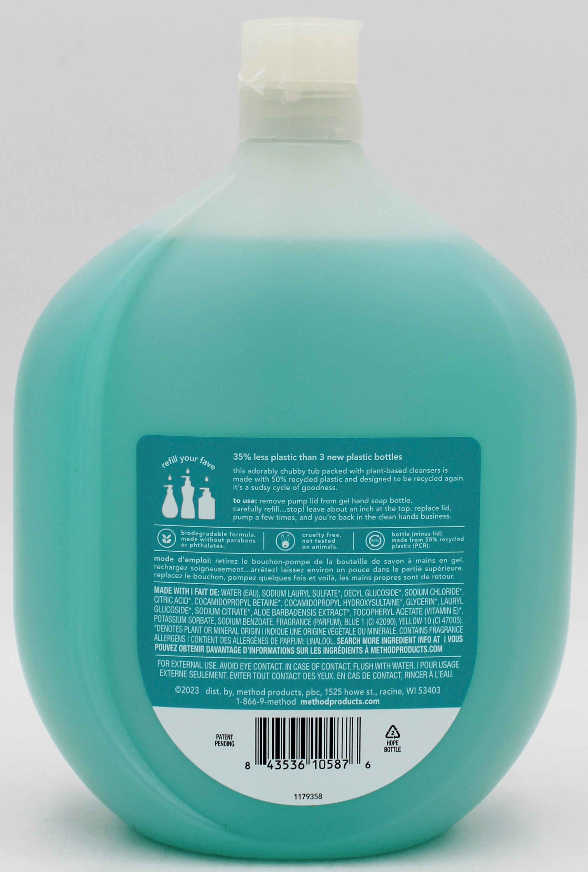 METHOD GEL HAND WASH WATERFALL REFILL 34floz US