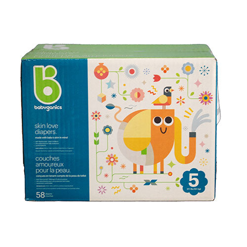 Babyganics Diapers Size 5 Box 58ct