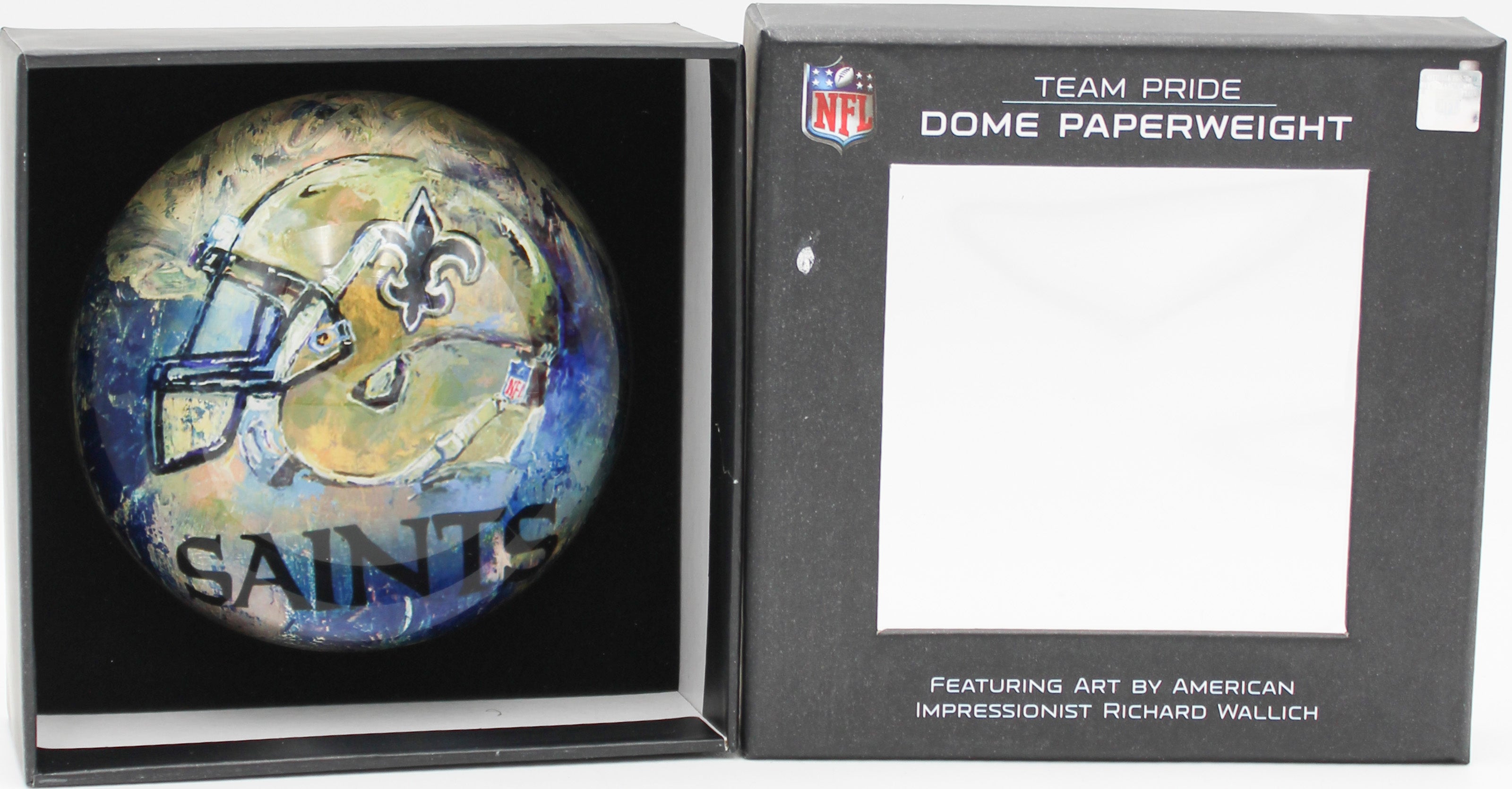 NEW ORLEANS SAINTS GLASS DOME PAPERWEIGHT 4"