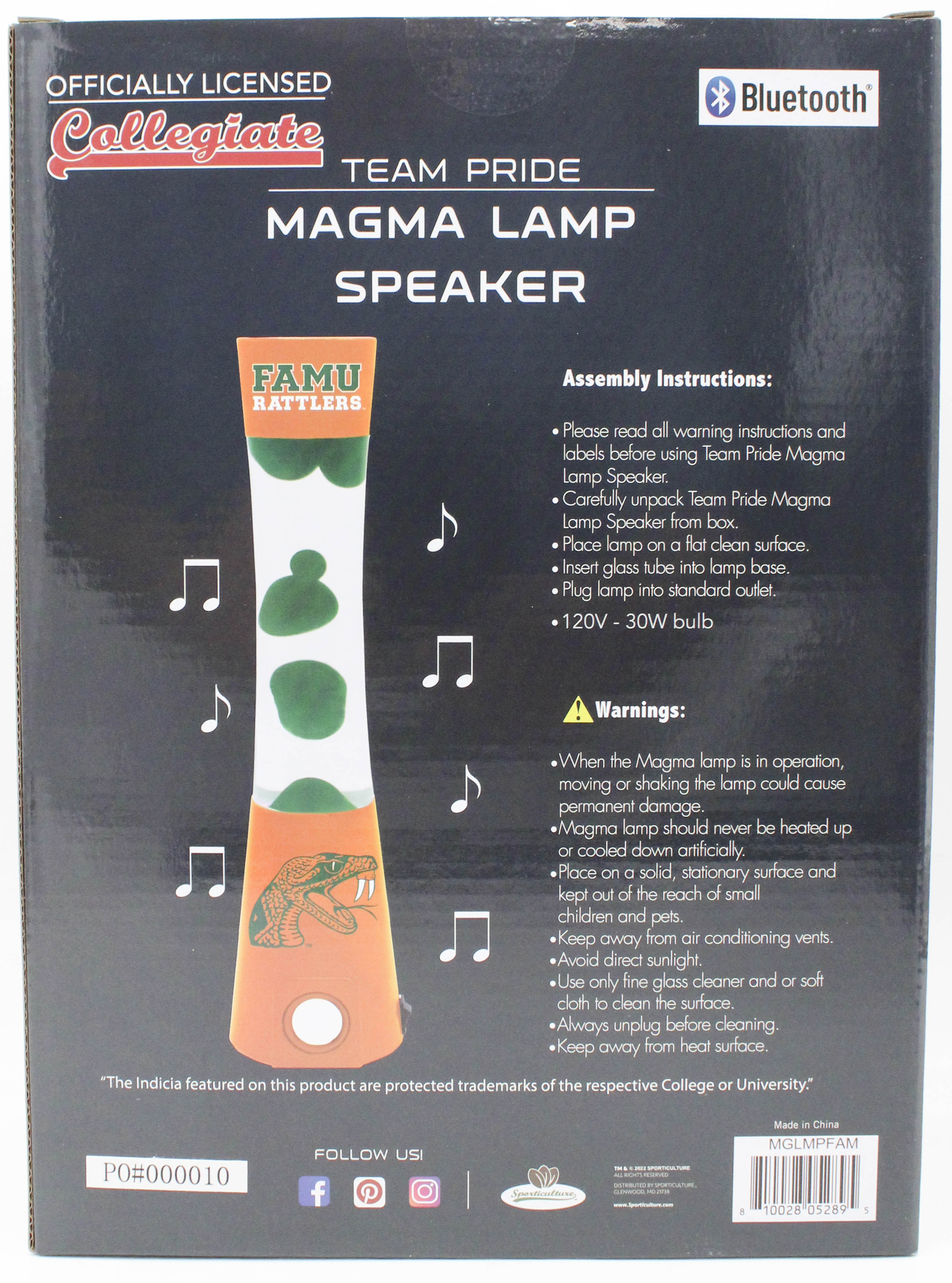 NCAA FLORIDA A&M RATTLERS LAVA LAMP SPEAKER 16.5"