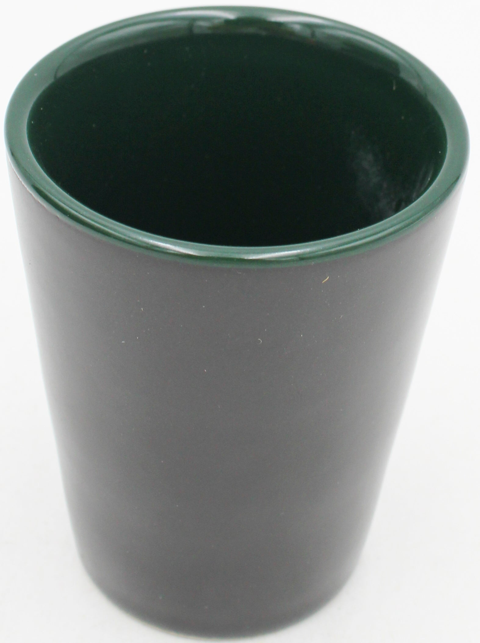 2OZ CERAMIC SHOT GLASS, MATTE, BLACK - INNER COLOR GREEN