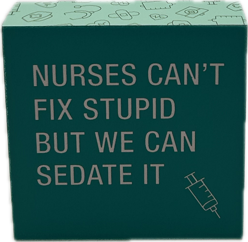 NURSES CAN'T FIX STUPID SIGN 4"x4"