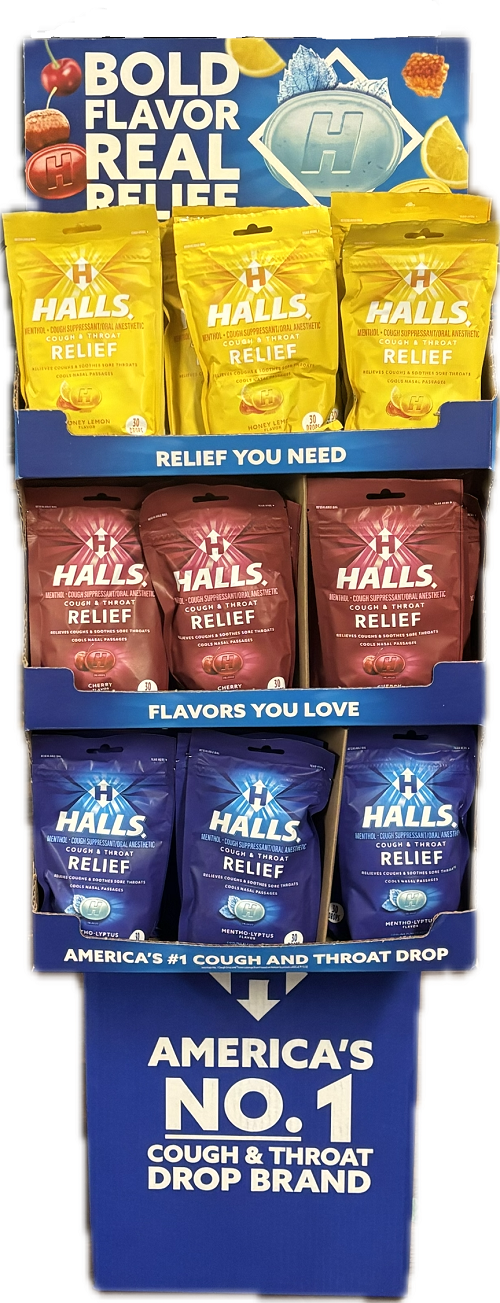 HALLS MIX 30 PC MIX BAG FLOORSTAND EXP 1/2/27