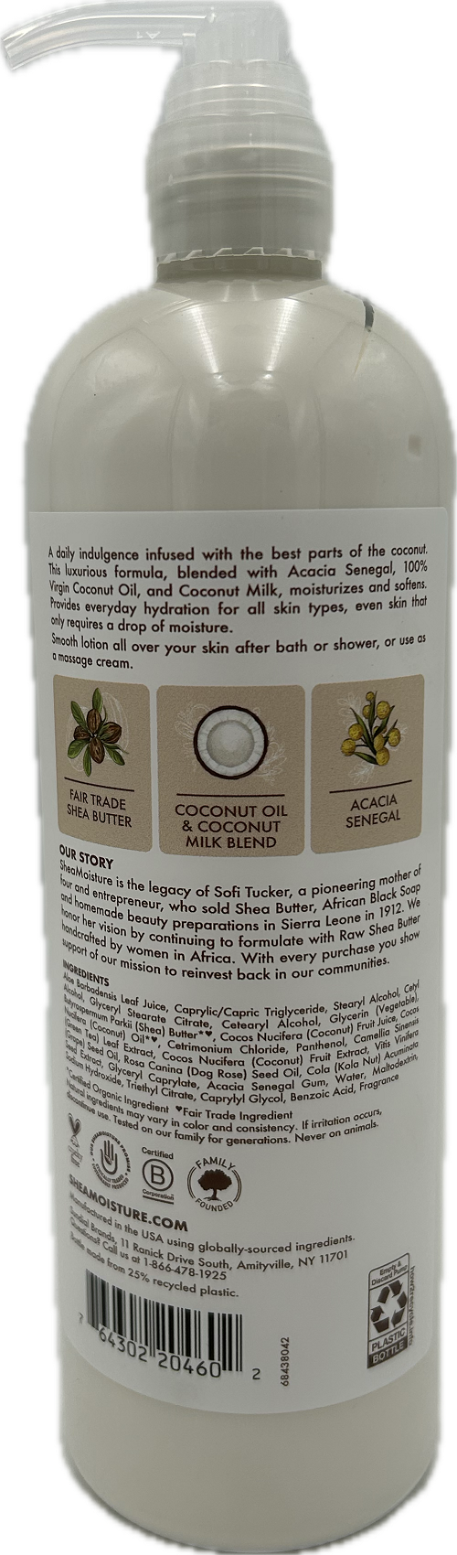 SHEA MOISTURE 100% VIRGIN COCONUT OIL BODY LOTION 16floz NI