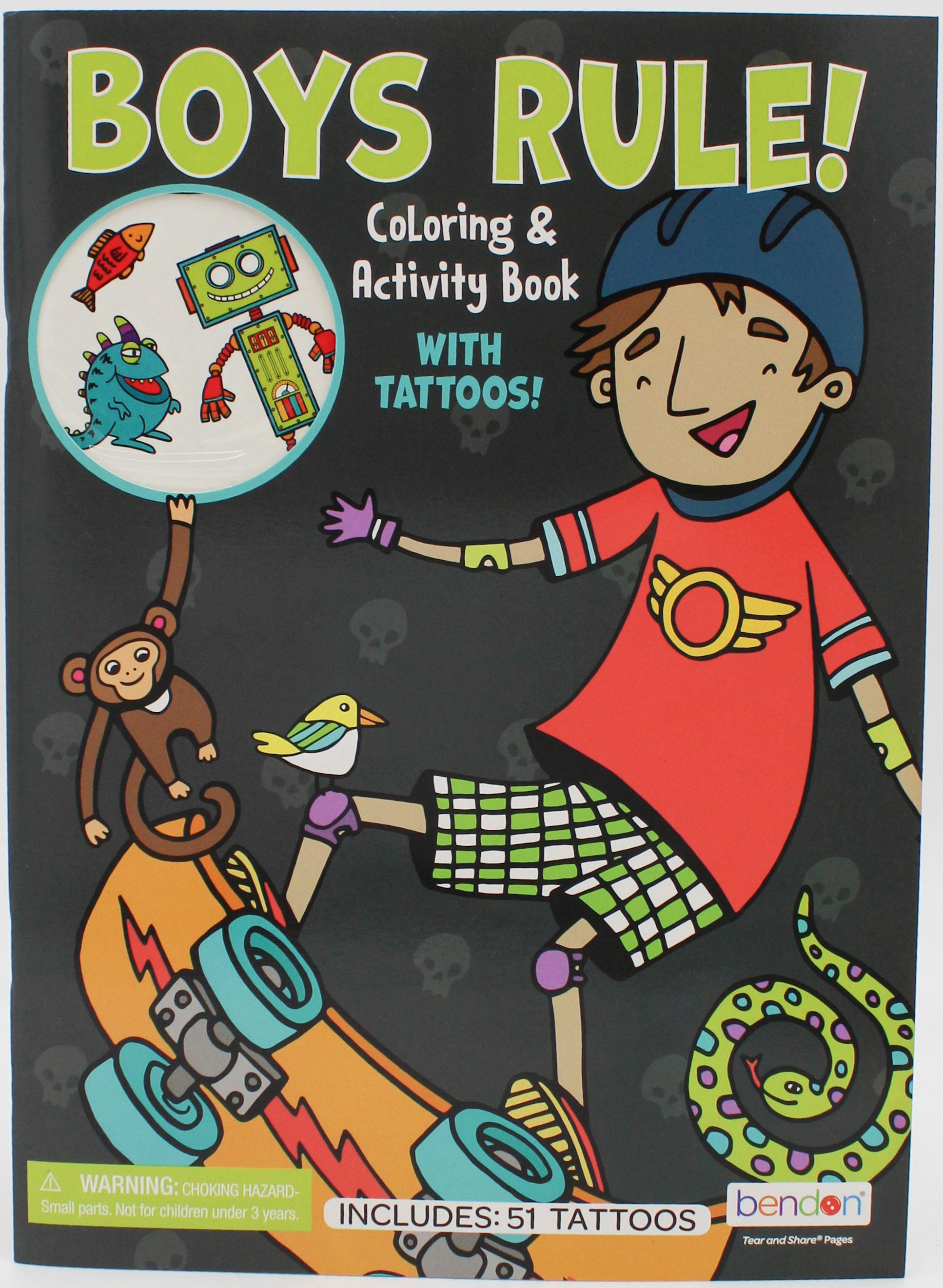 BENDON BOYS RULE ACTIVITY AND COLORING  BOOK W/TATTOOS PP$4.99