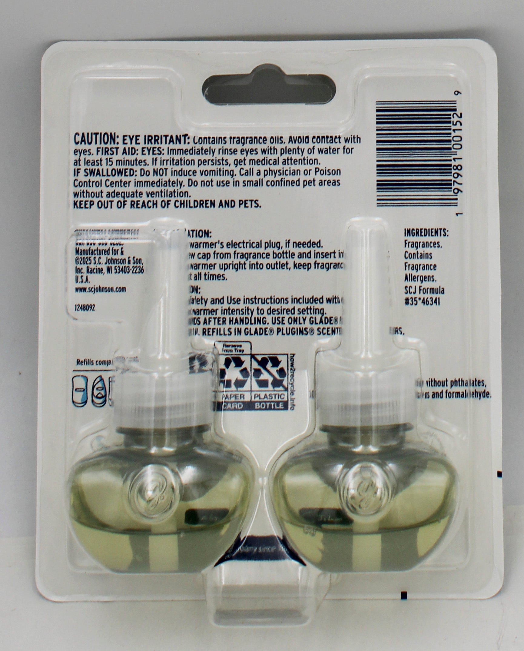 GLADE PLUGINS SCENTED OIL BERGAMOT & EUCALYPTUS 2ct 0.67floz US