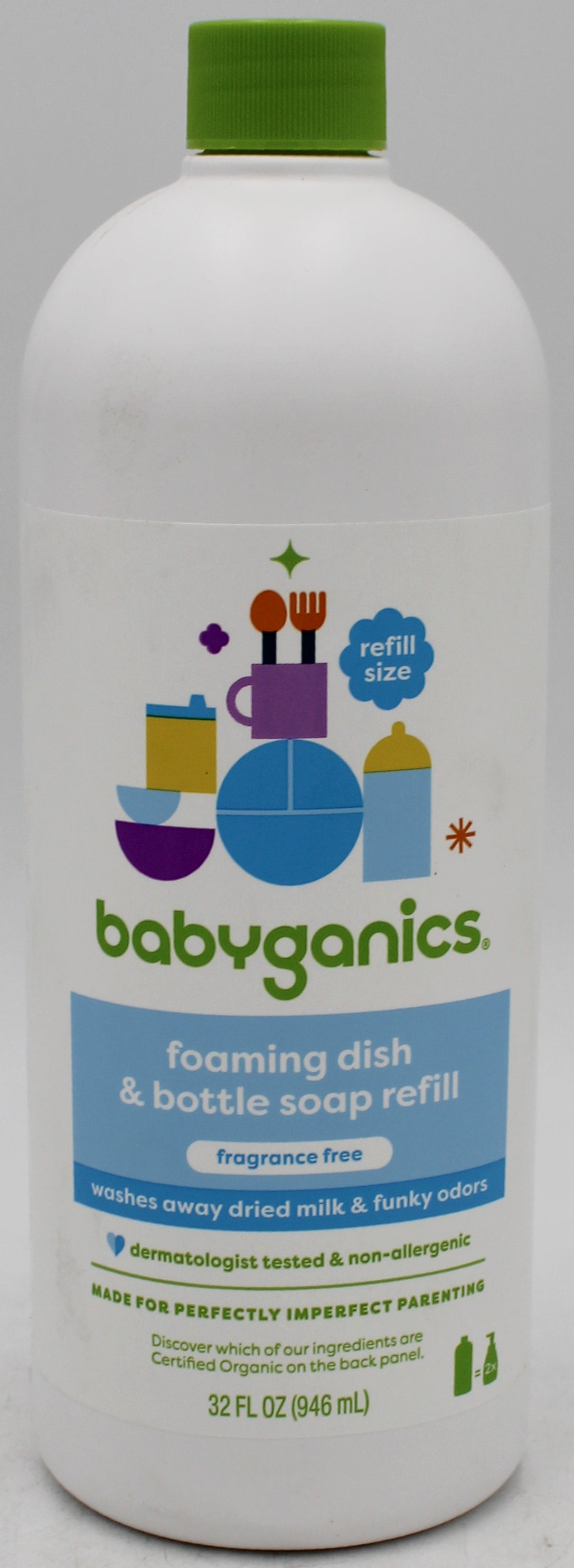 SP BABYGANICS FOAMING DISH + BOTTLE SOAP FRANGRANCE FREE 32oz