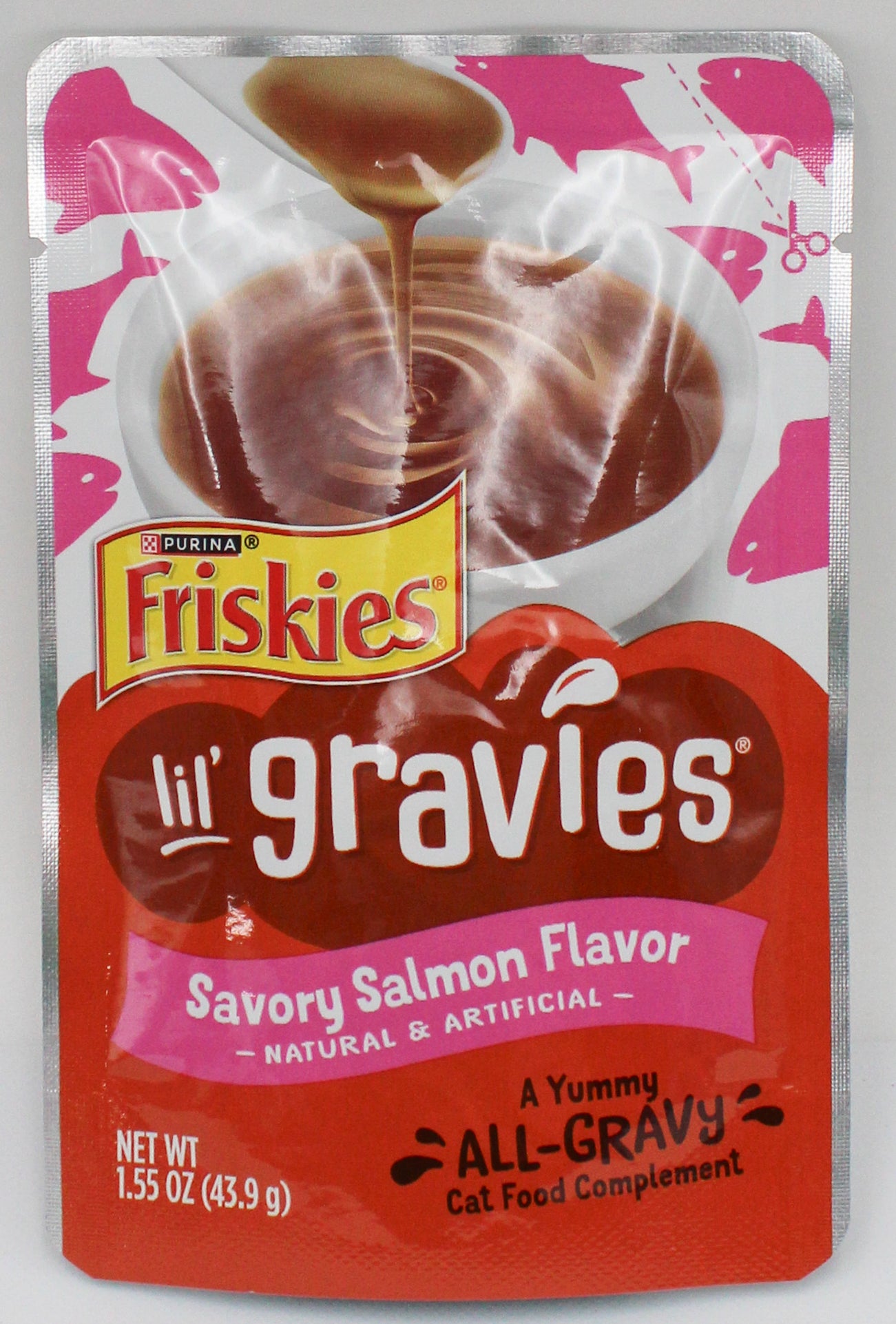 PURINA FRISKIES LIL' GRAVIES SAVORY SALMON 1.55oz. BB 1/31/27 NI