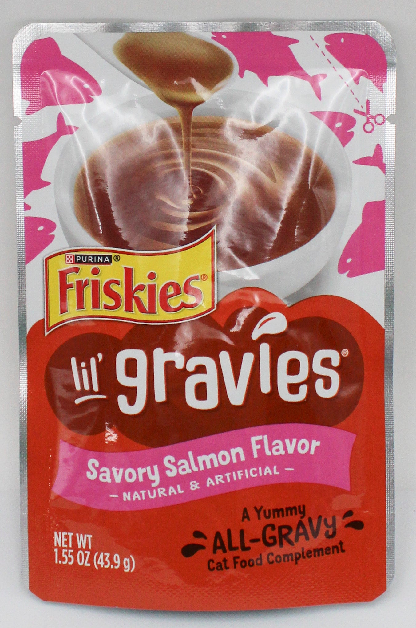PURINA FRISKIES LIL' GRAVIES SAVORY SALMON 1.55oz. BB 1/31/27 NI