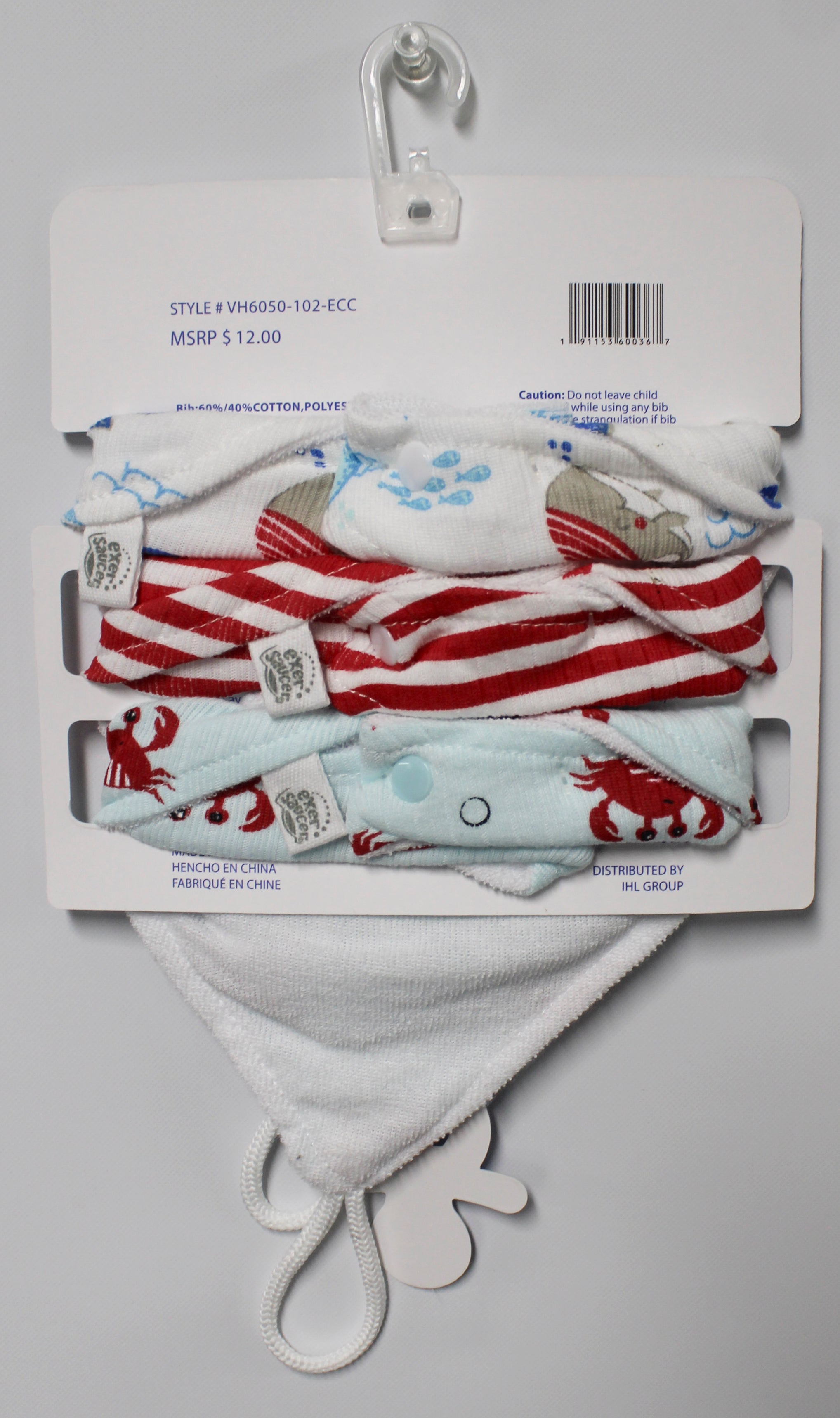 3PK Bandana Bibs – Whales Pattern, Baby, 3-Pack