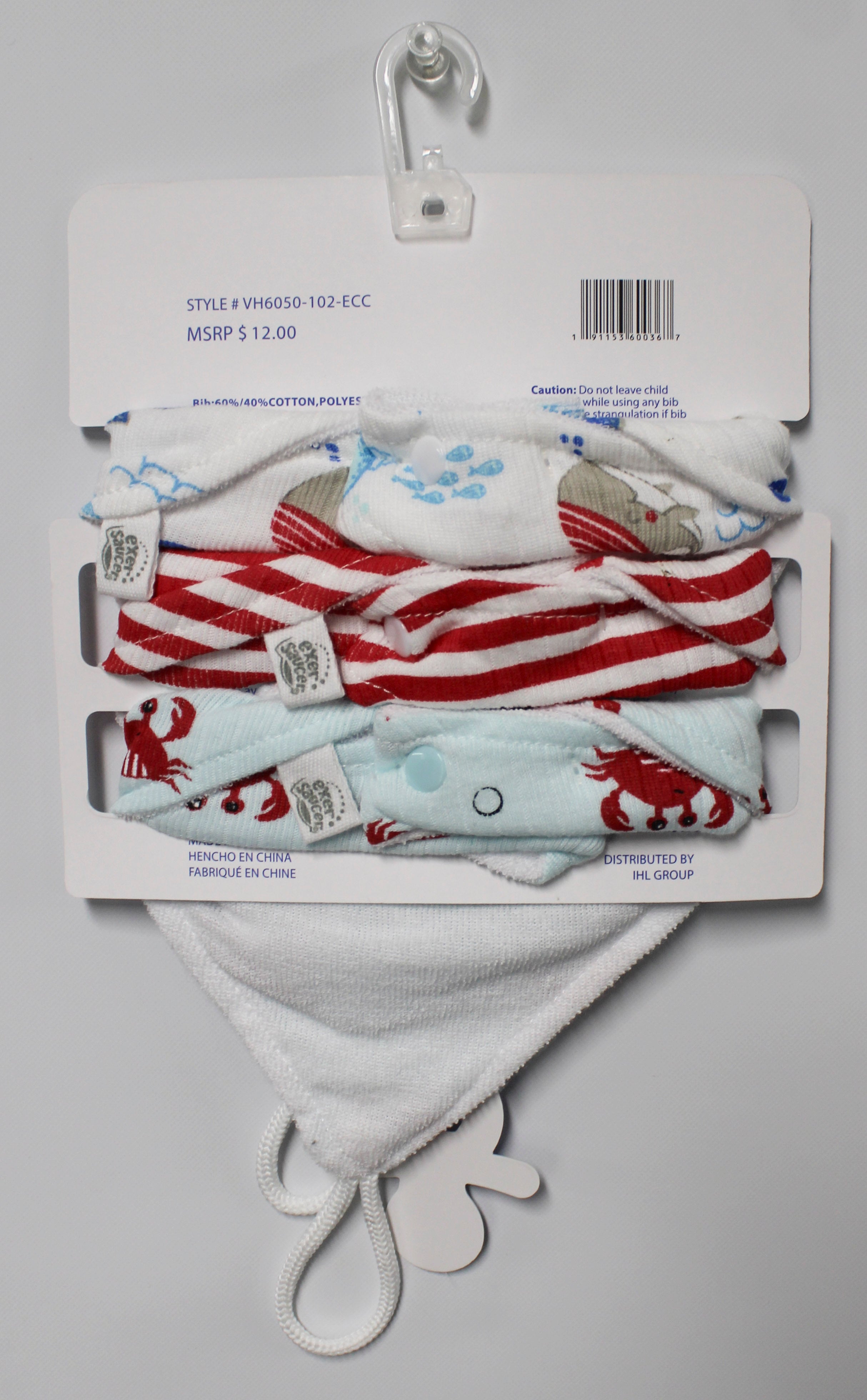 3PK Bandana Bibs – Whales Pattern, Baby, 3-Pack