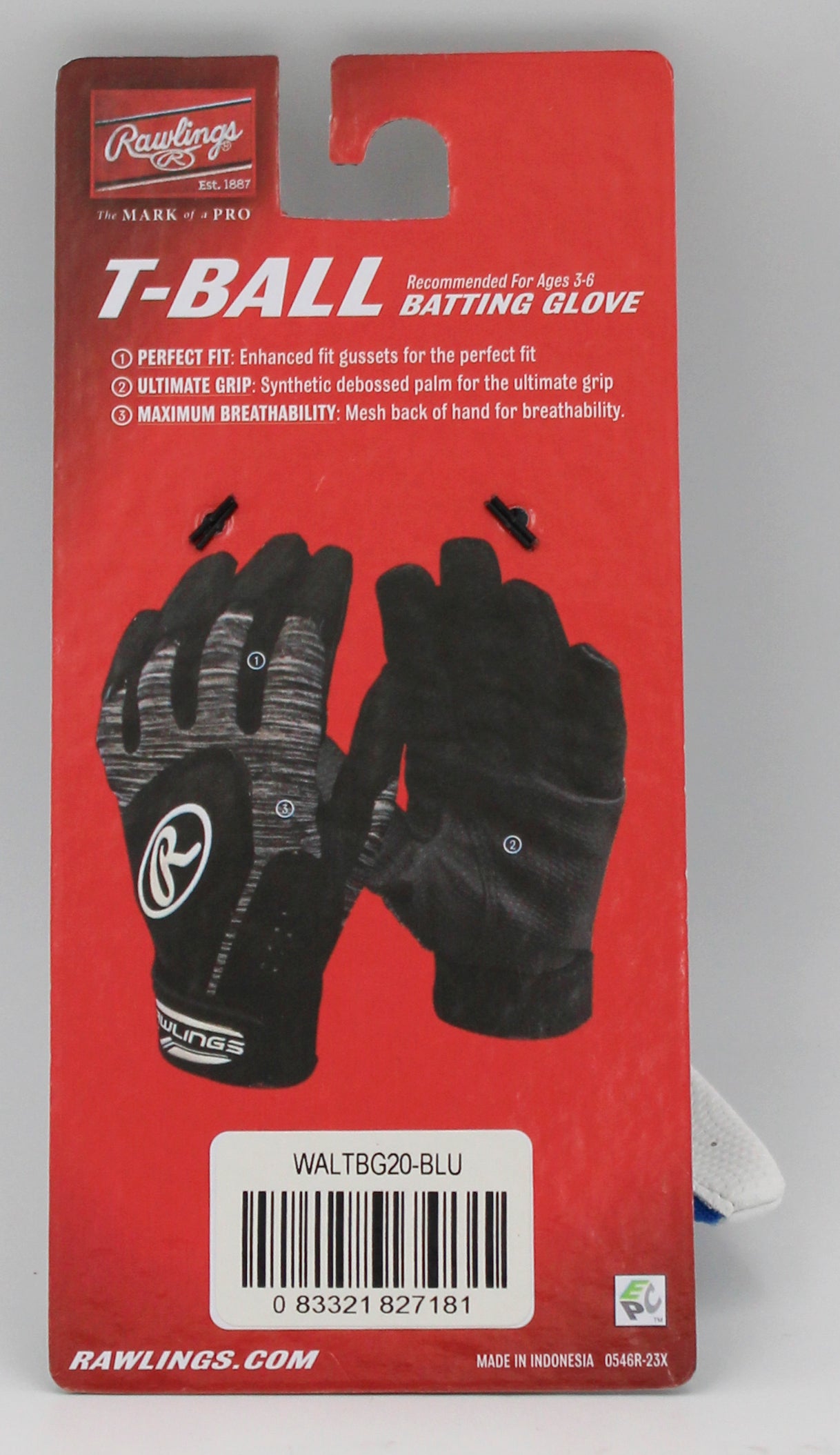 RAWLINGS TEE BALL YOUTH BATTING GLOVE BLUE