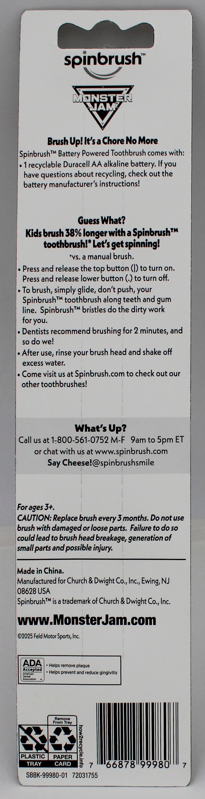 SPINBRUSH KIDS POWER TOOTHBRUSH MONSTER JAM