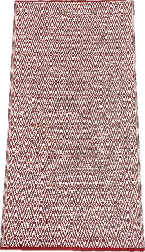 3X6 FT DIAMONDS OUTDOOR RUG - RUST MARQUISE