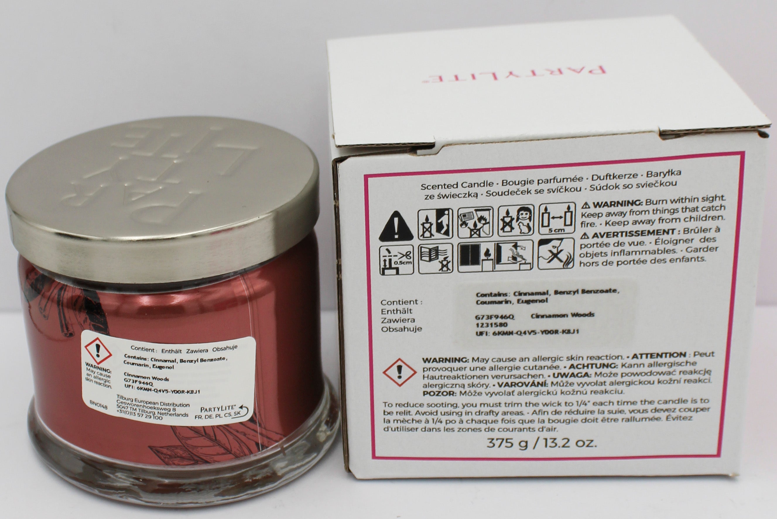 PARTYLITE CINNAMON WOODS 3-WICK JAR CANDLE 13.2oz