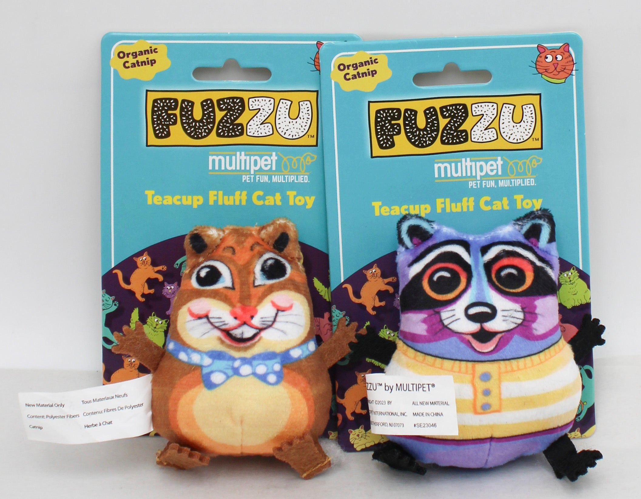 FUZZU TEACUP FLUFFS ASST (CHIPMUNK, BUNNY) CAT TOY