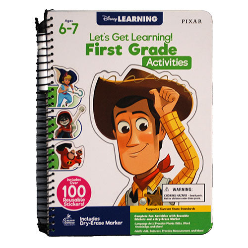 DISNEY PIXAR LEARNING FIRST GRADE ACTIVITIES DRY ERASE BOOK W/MARKER AGES 6-7/48 PAGES PP $14.99